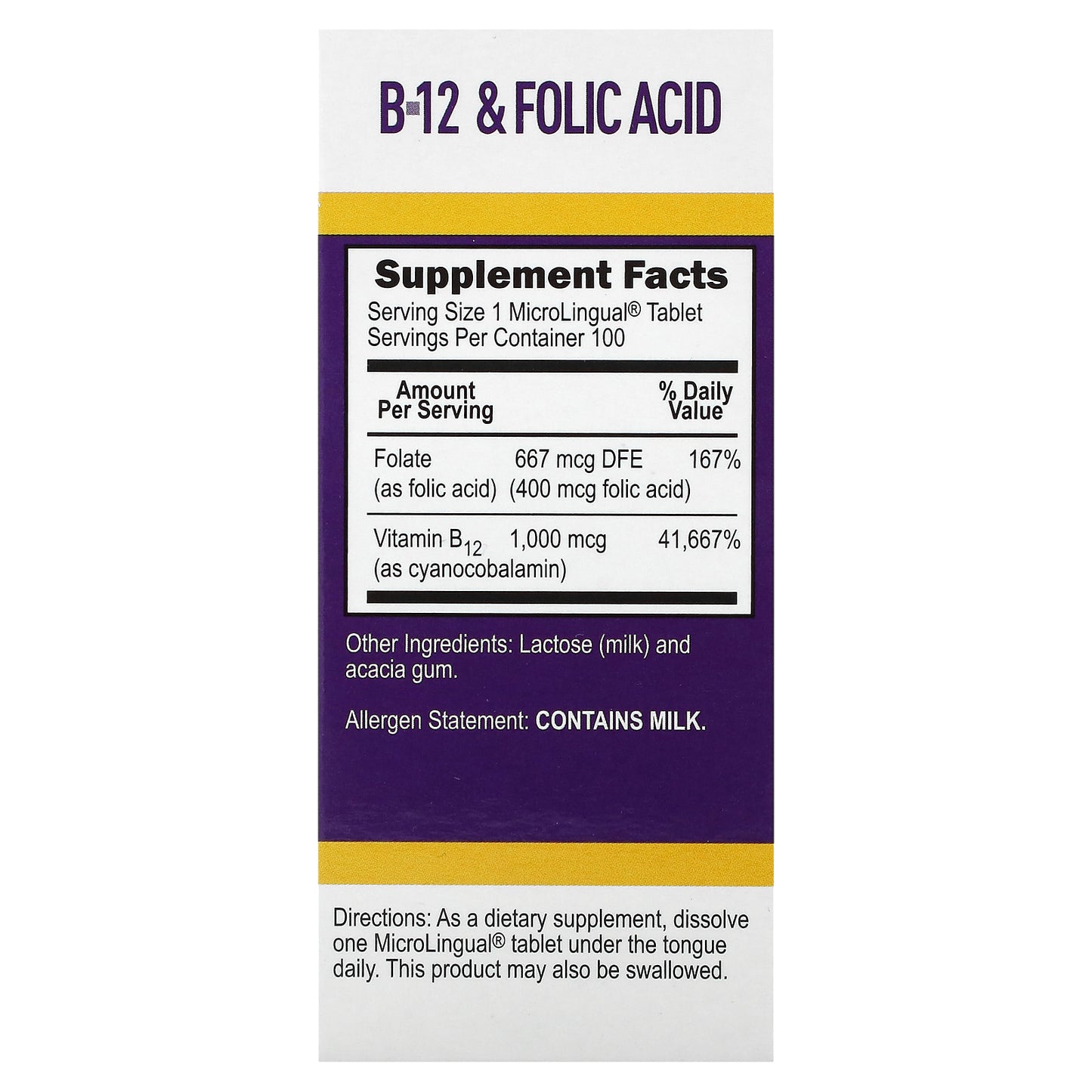 Superior Source, Cyanocobalamin B-12 & Folic Acid, 100 MicroLingual Instant Dissolve Tablets