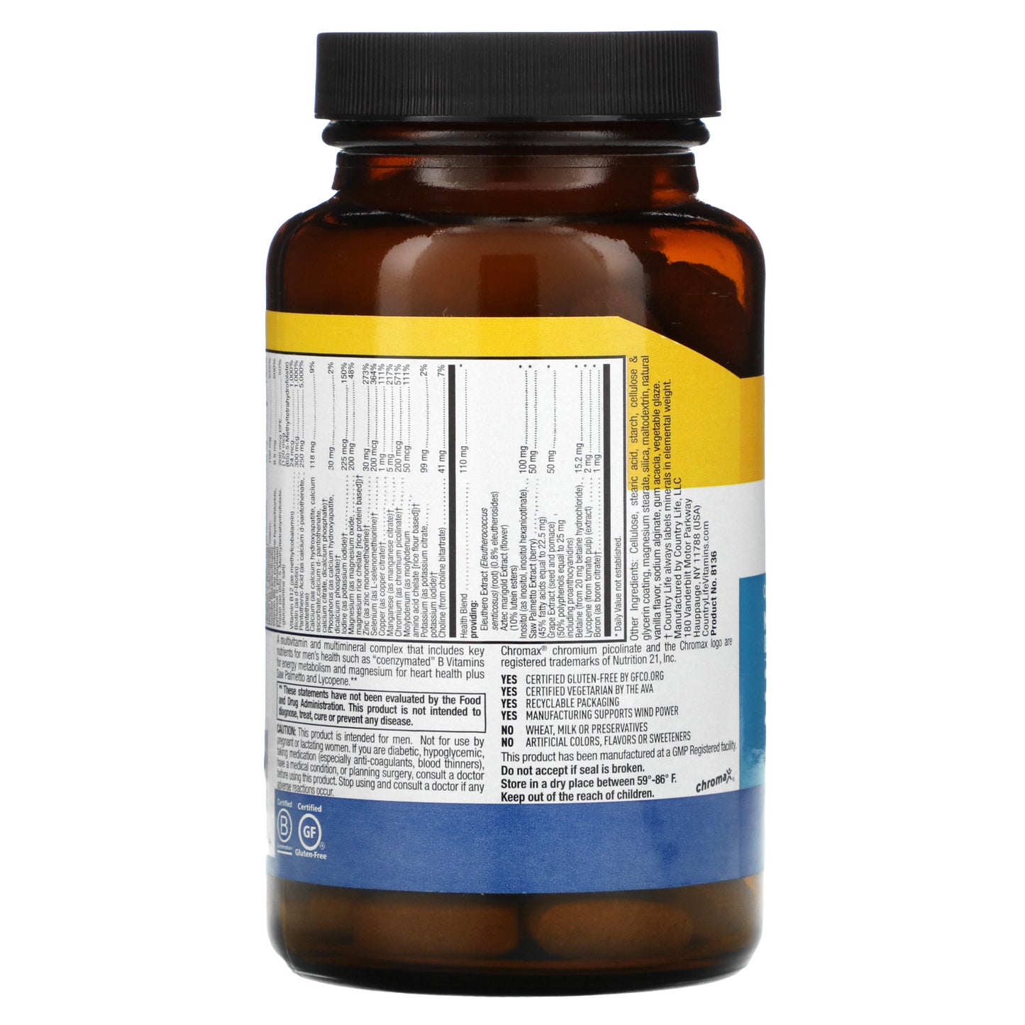 Country Life, Max For Men, Multivitamin & Mineral Complex, Iron-Free, 120 Tablets