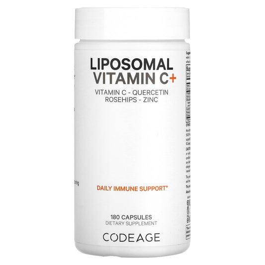 Codeage, Vitamins, Liposomal Vitamin C+, Vitamin C, Quercetin, Rosehips, Zinc, 180 Capsules