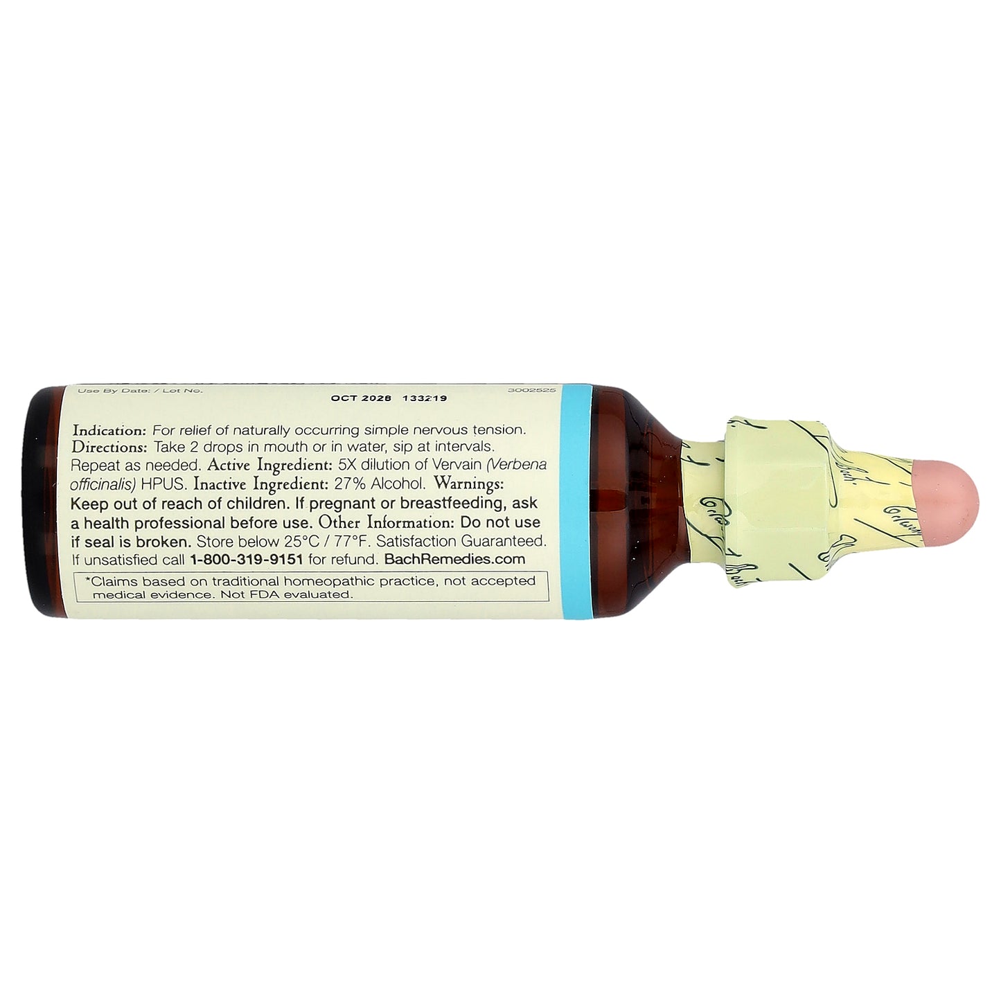 Bach, Original Flower Remedies, Vervain, 0.7 fl oz (20 ml)