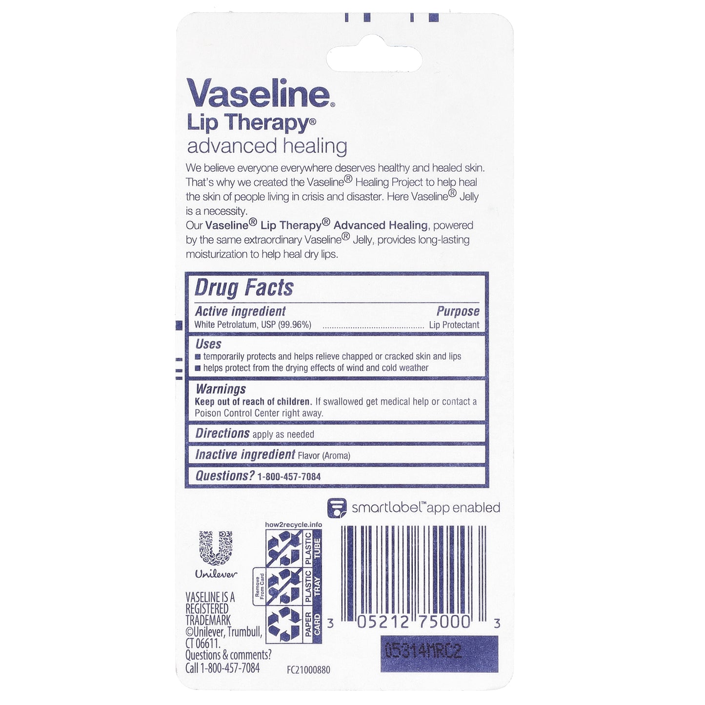 Vaseline, Lip Therapy®, Advanced Healing, 0.35 oz (10 g)