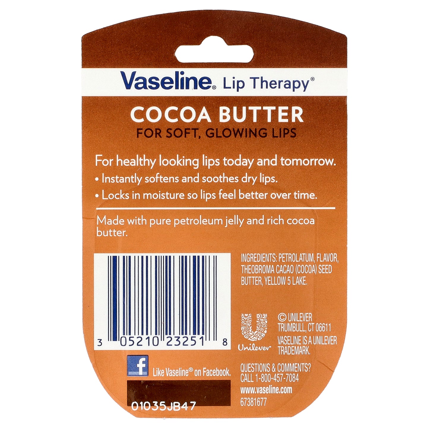 Vaseline, Lip Therapy®, Cocoa Butter, 0.25 oz (7 g)