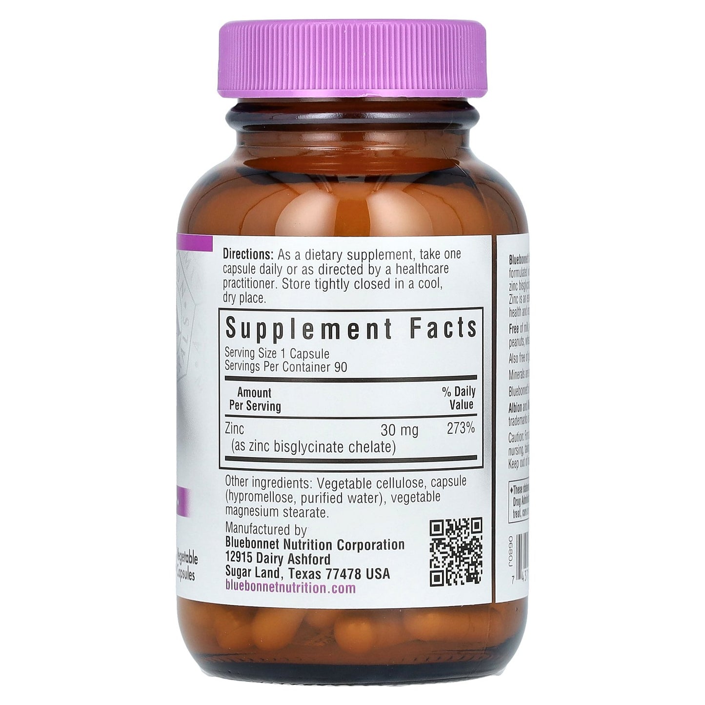 Bluebonnet Nutrition, Chelated Zinc, 90 Vegetable Capsules (30 mg per Capsule)