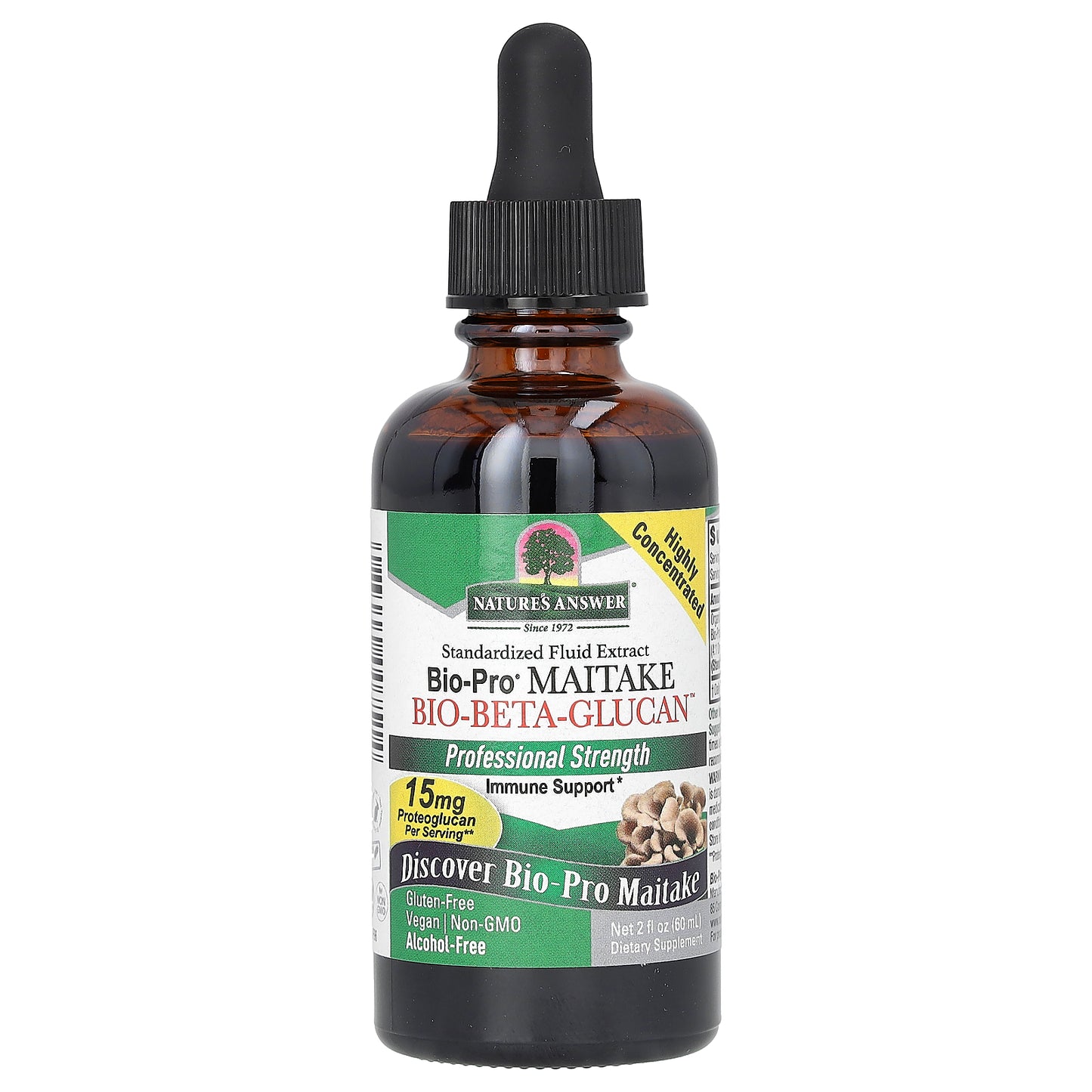 Nature's Answer, Bio-Pro Maitake Bio-Beta-Glucan, Alcohol-Free, 15 mg, 2 fl oz (60 ml)