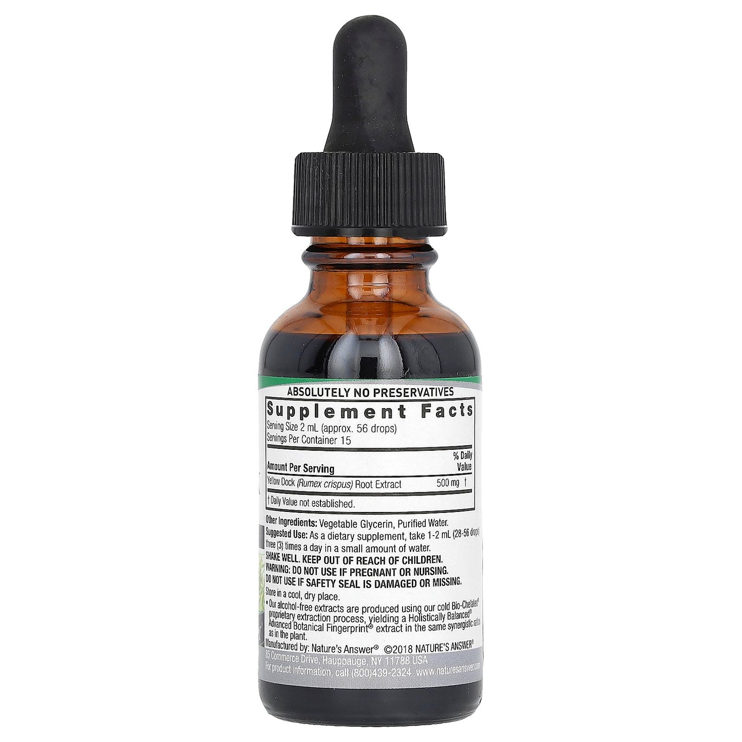 Nature's Answer, Yellow Dock Root, Alcohol-Free, 500 mg, 1 fl oz (30 ml)