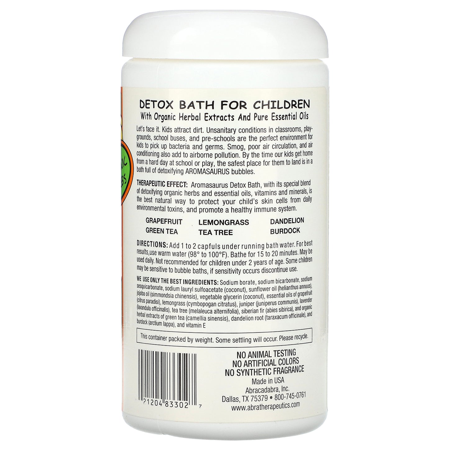 Abra Therapeutics, Aromasaurus Detox, Aroma Therapy Bubble Bath For Children, 16 oz (453 g)