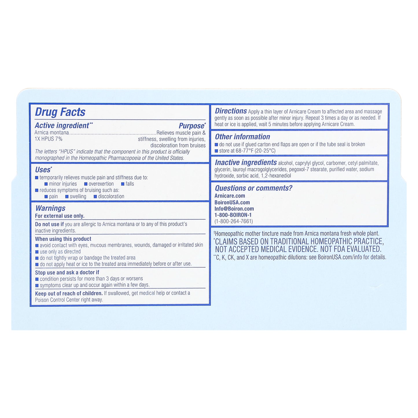 Boiron, Arnicare Cream, Pain Relief, Fragrance Free, 2.5 oz (70 g)