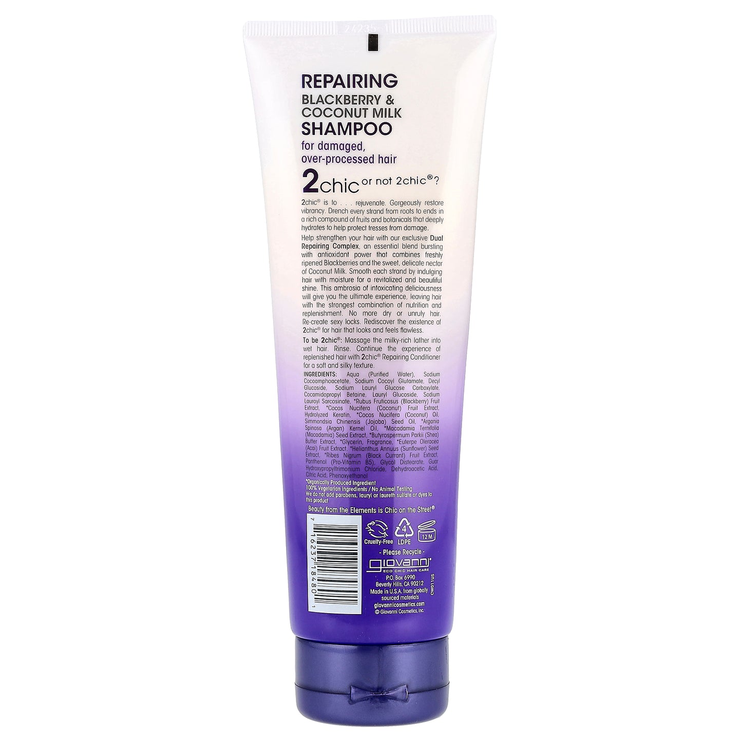 Giovanni, 2chic®, Repairing Shampoo, For Damaged, Over-Processed Hair, Blackberry + Coconut Milk, 8.5 fl oz (250 ml)