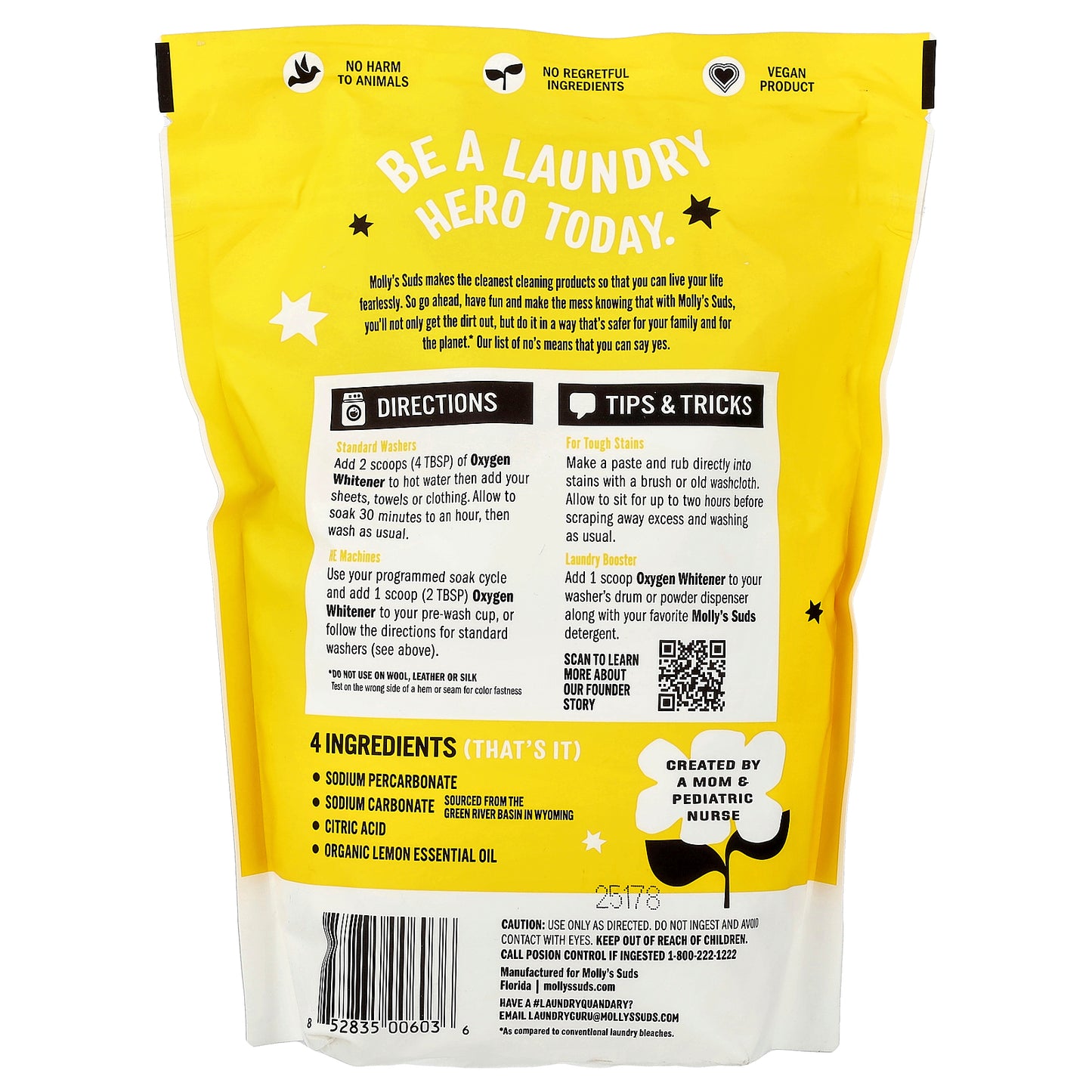 Molly's Suds, Oxygen Whitener, Lemon, 41.09 oz (1.15 kg)