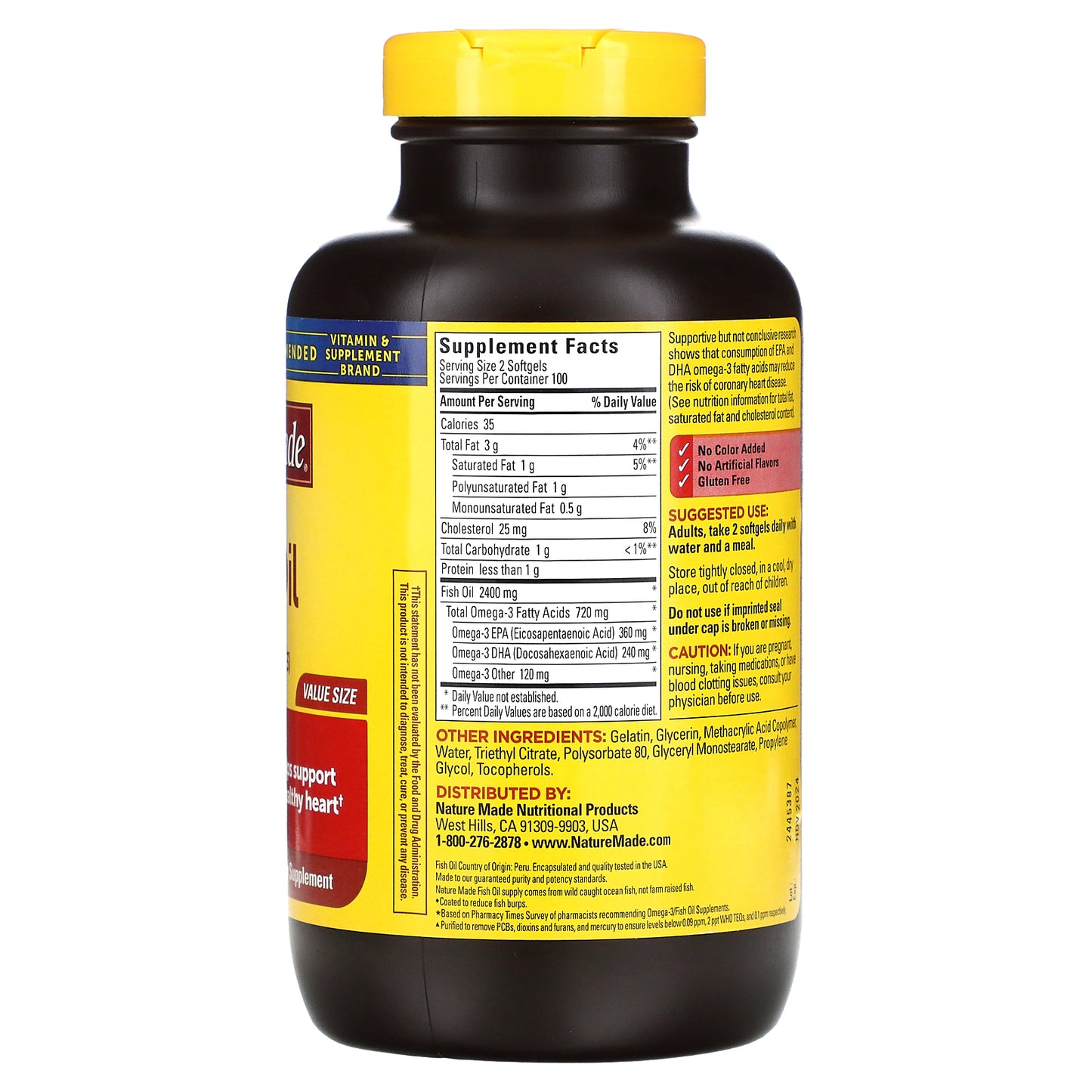 Nature Made, Fish Oil, Burp-Less, 1,200 mg, 200 Softgels