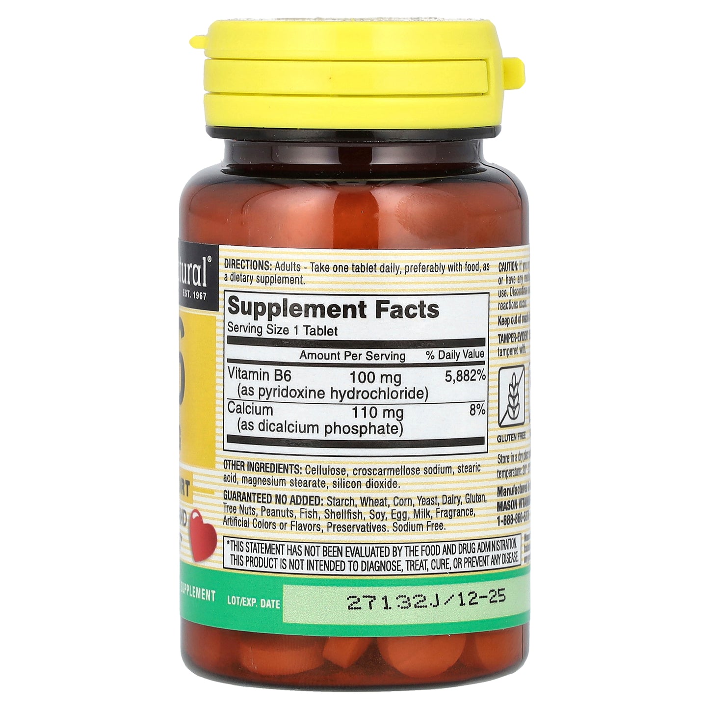 Mason Natural, Vitamin B6, 100 Tablets