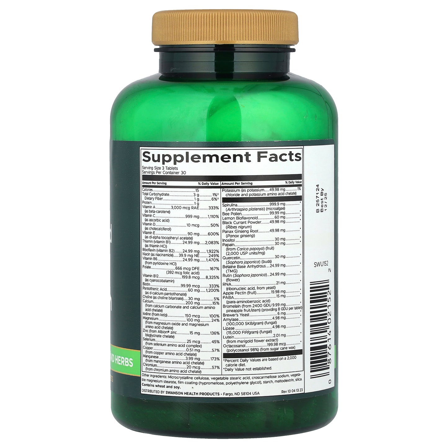 Swanson, Whole Food Multi Without Iron, 90 Tablets