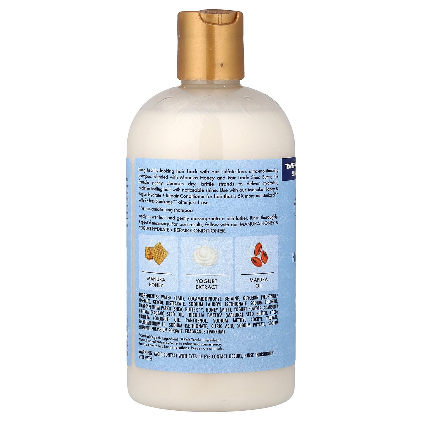 SheaMoisture, Manuka Honey & Yogurt, Hydrate + Repair Shampoo with Mafura & Baobab Oils, 13 fl oz (384 ml)