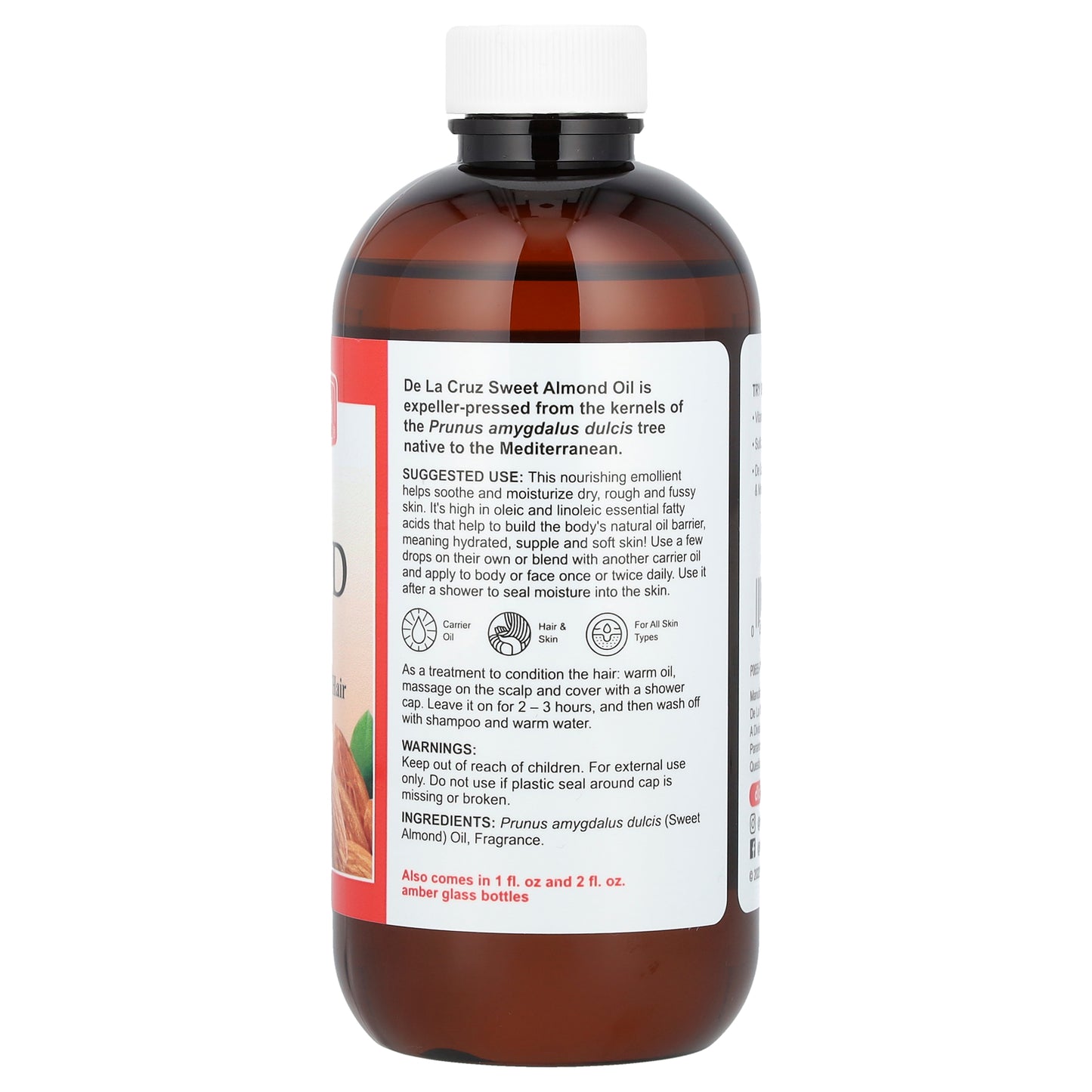 De La Cruz, Sweet Almond Oil, 8 fl oz (236 ml)