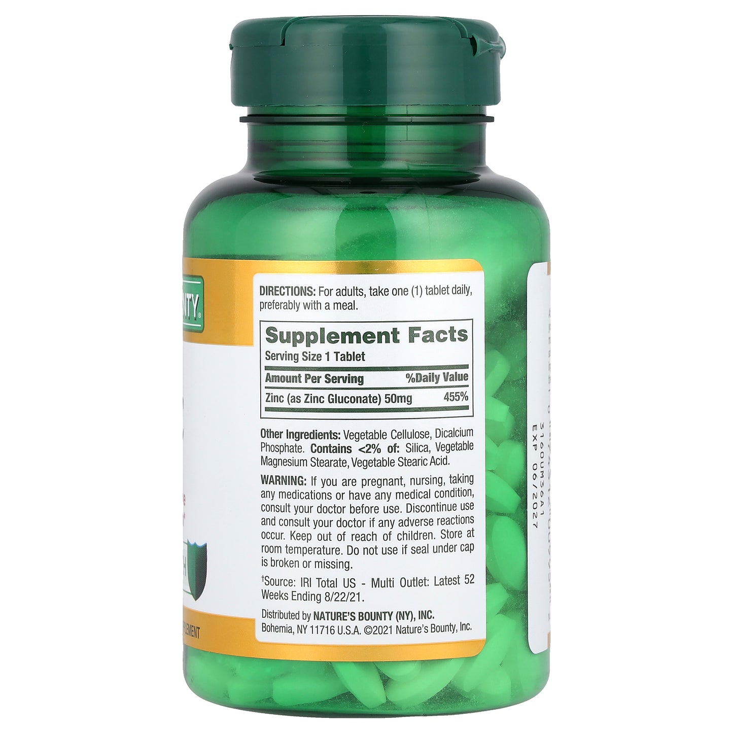 Nature's Bounty, Zinc, 50 mg, 200 Tablets