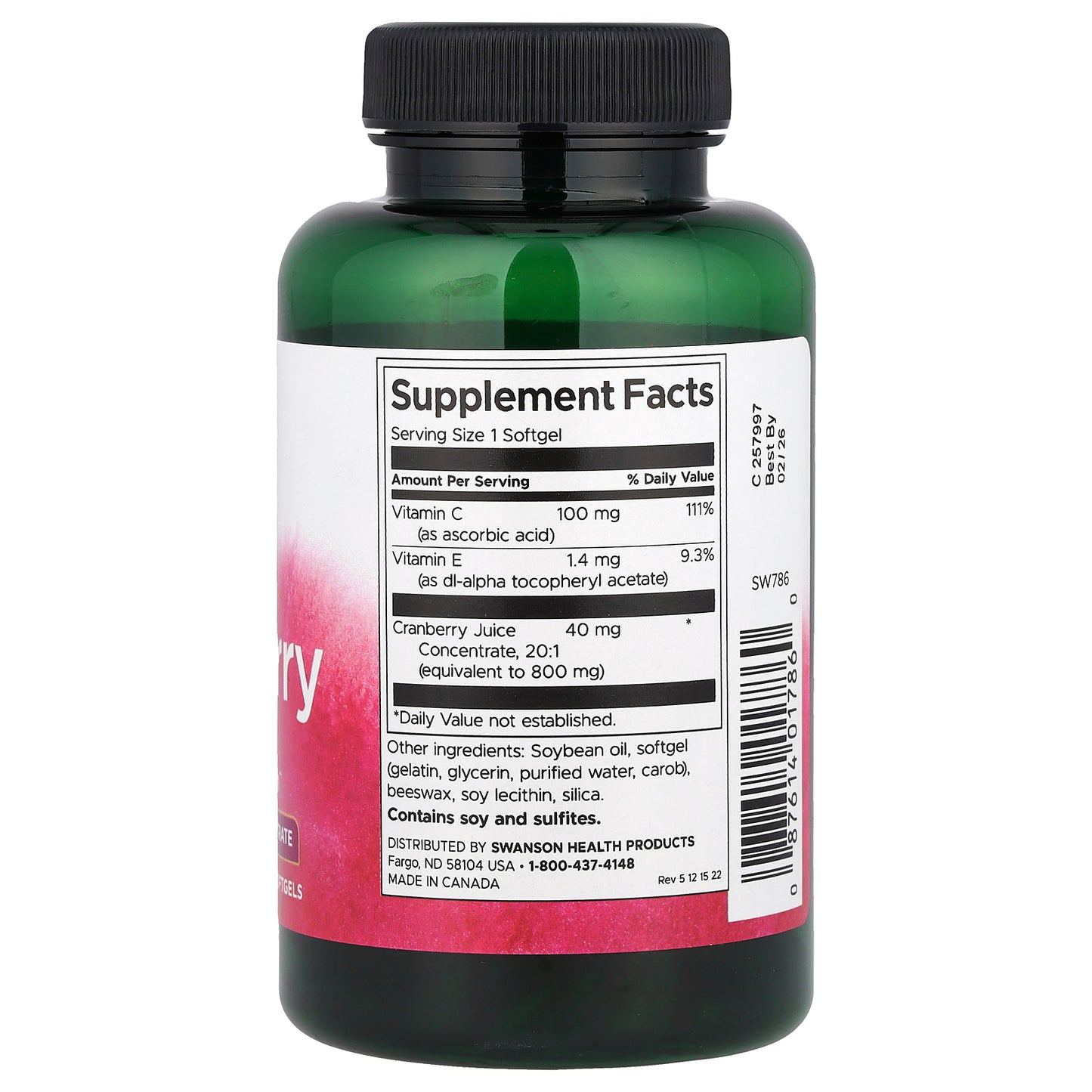 Swanson, Cranberry, 180 Softgels