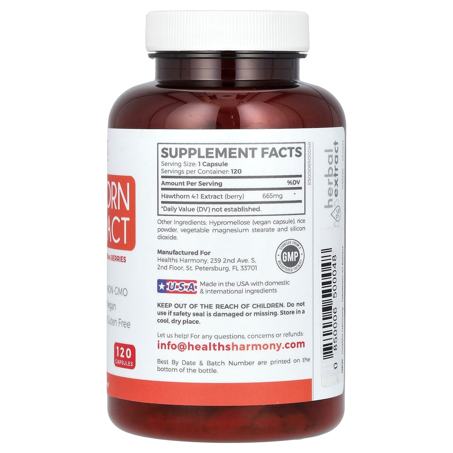 Healths Harmony, Hawthorn 4:1 Extract, 120 Capsules (665 mg per Capsule)