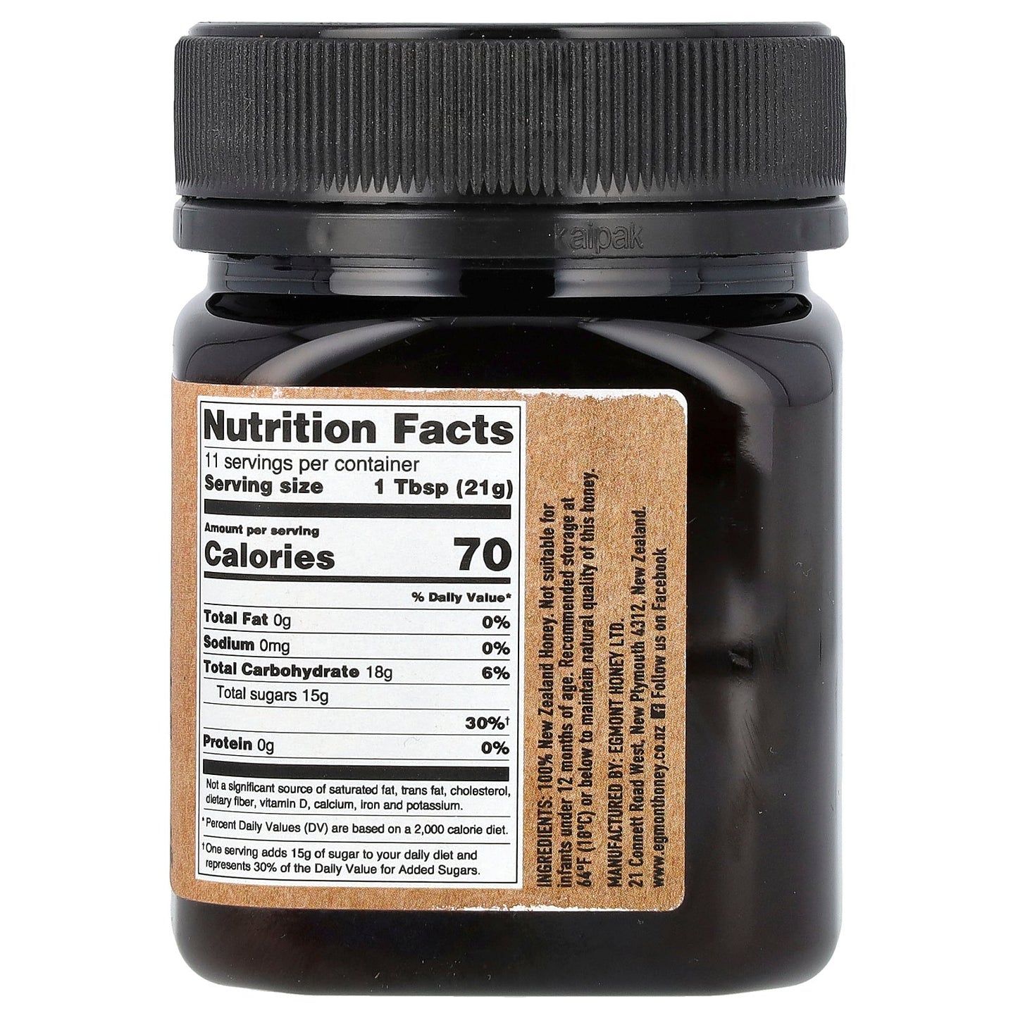 Egmont Honey, Manuka Honey, Raw And Unpasteurized, UMF™ 7+, MGO 150+, 8.82 oz (250 g)