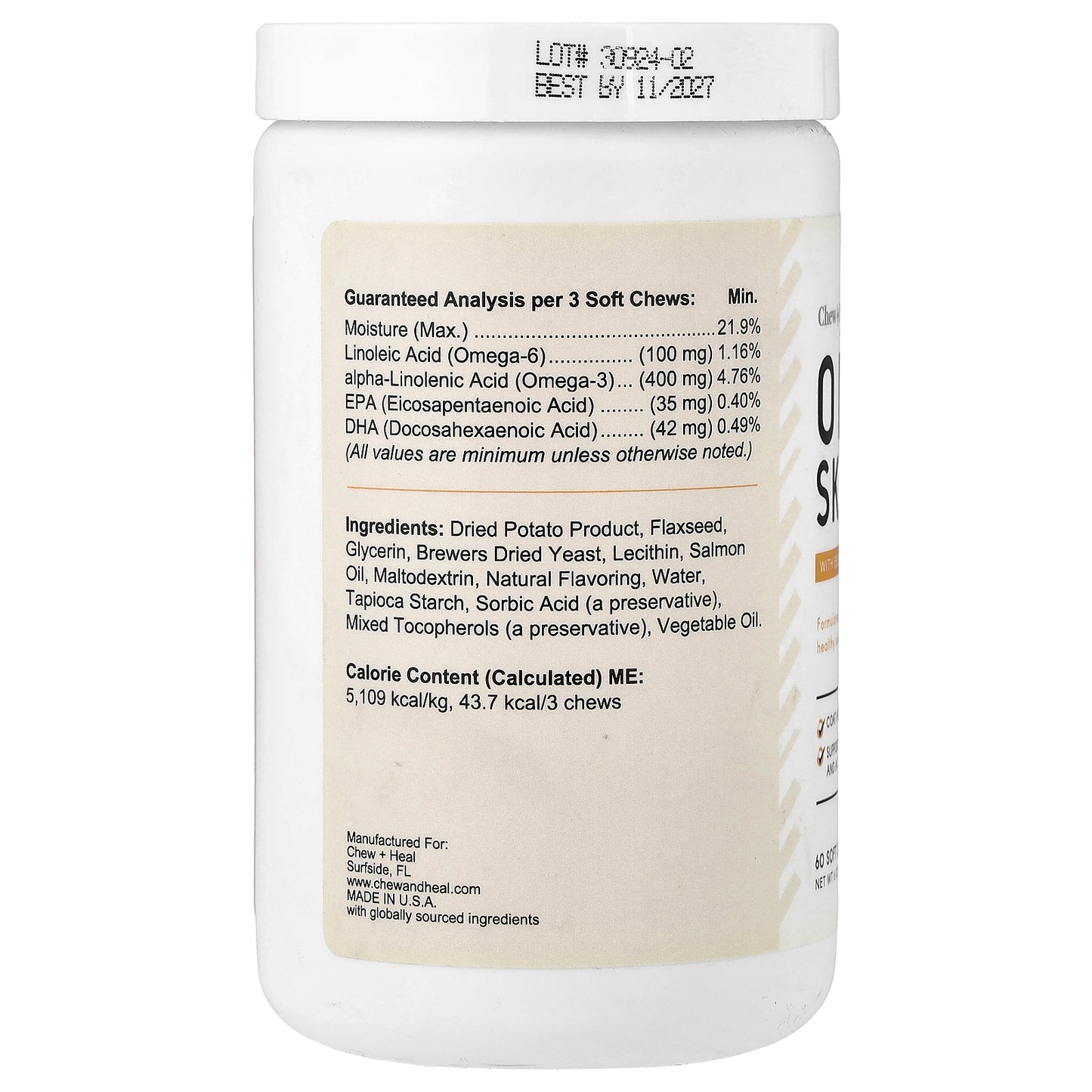 Chew + Heal, Omega Skin + Coat, For Dogs and Cats, 60 Soft Chews, 6 oz (171 g)