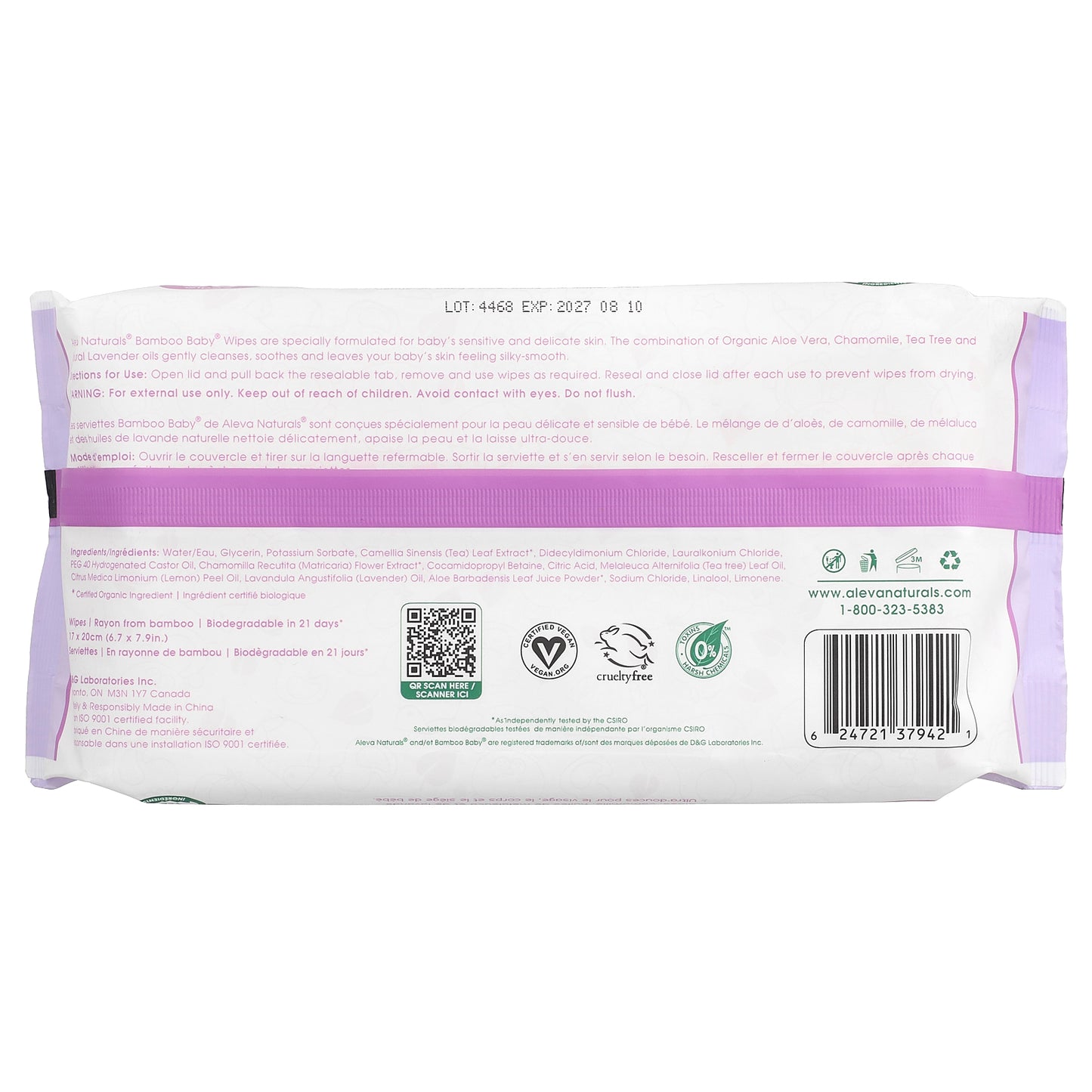 Aleva Naturals, Bamboo Baby® Wipes, 80 Wipes