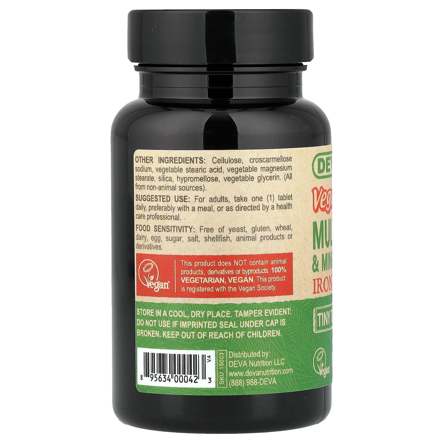 Deva, Vegan Multivitamin & Mineral Supplement, Iron-Free, 90 Tablets