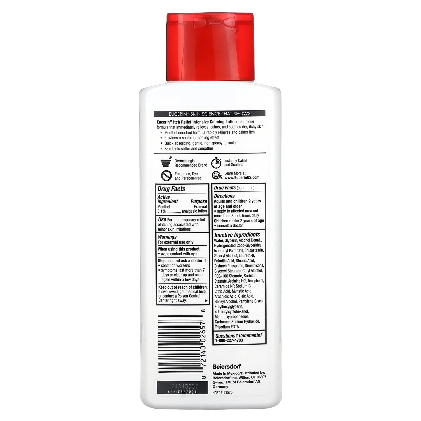 Eucerin, Itch Relief, Intensive Calming Lotion, 8.4 fl oz (250 ml)