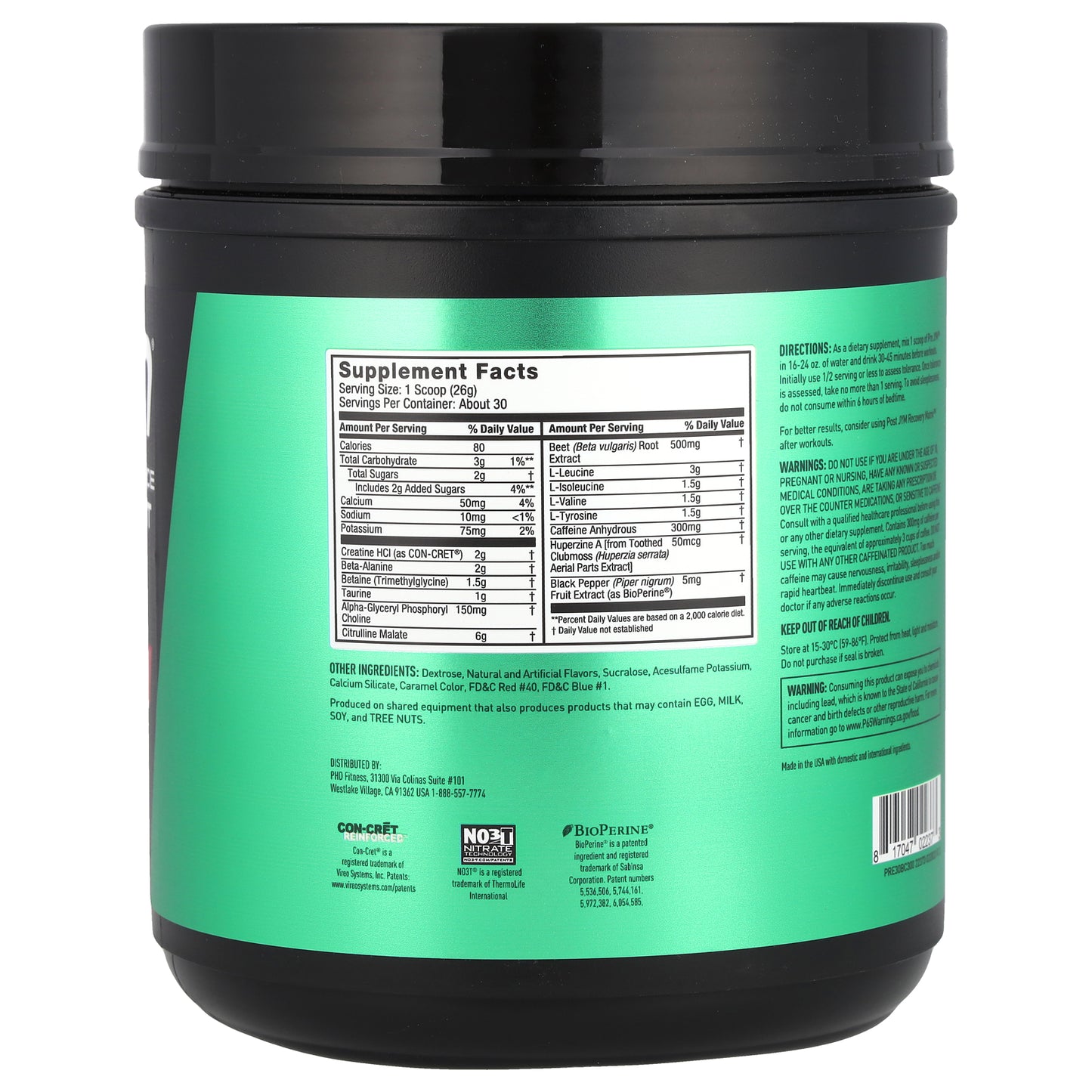 JYM Supplement Science, Pre JYM®, High-Performance Pre-Workout, Black Cherry, 1.7 lbs (780 g)