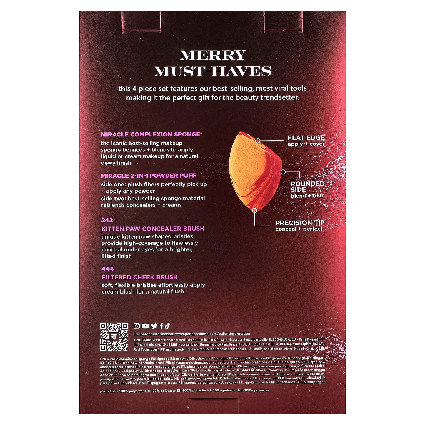 Real Techniques, Merry Must-Haves, Brush & Sponge Set, 4 Piece Set