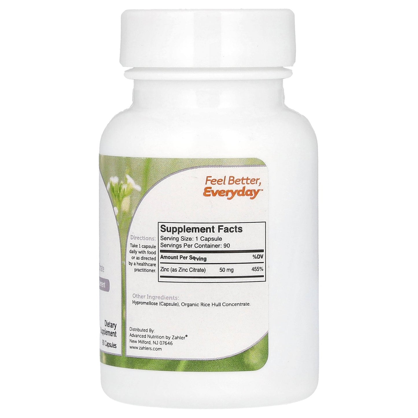 Zahler, Zinc, Bioactive Zinc Citrate, 90 Capsules (50 mg per Capsule)