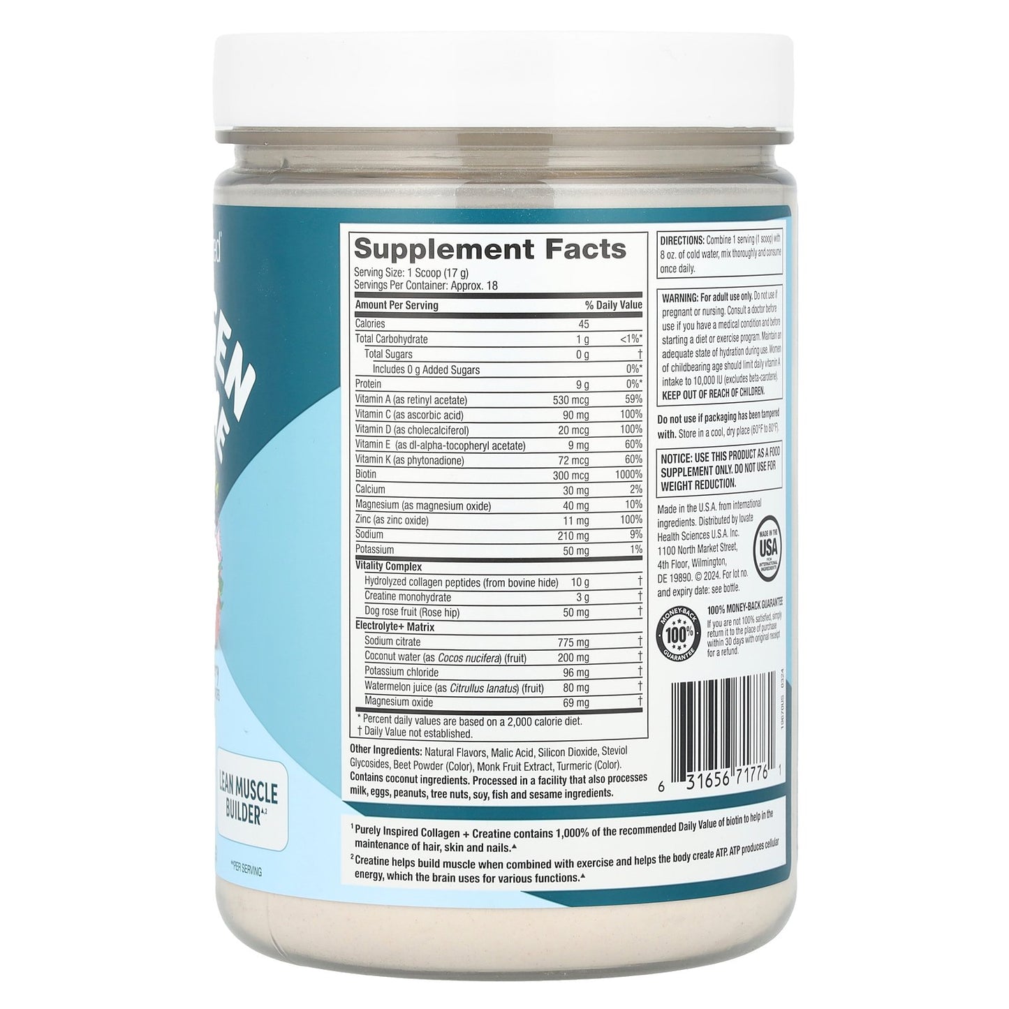 Purely Inspired, Collagen + Creatine, Watermelon Strawberry, 10.63 oz (301 g)