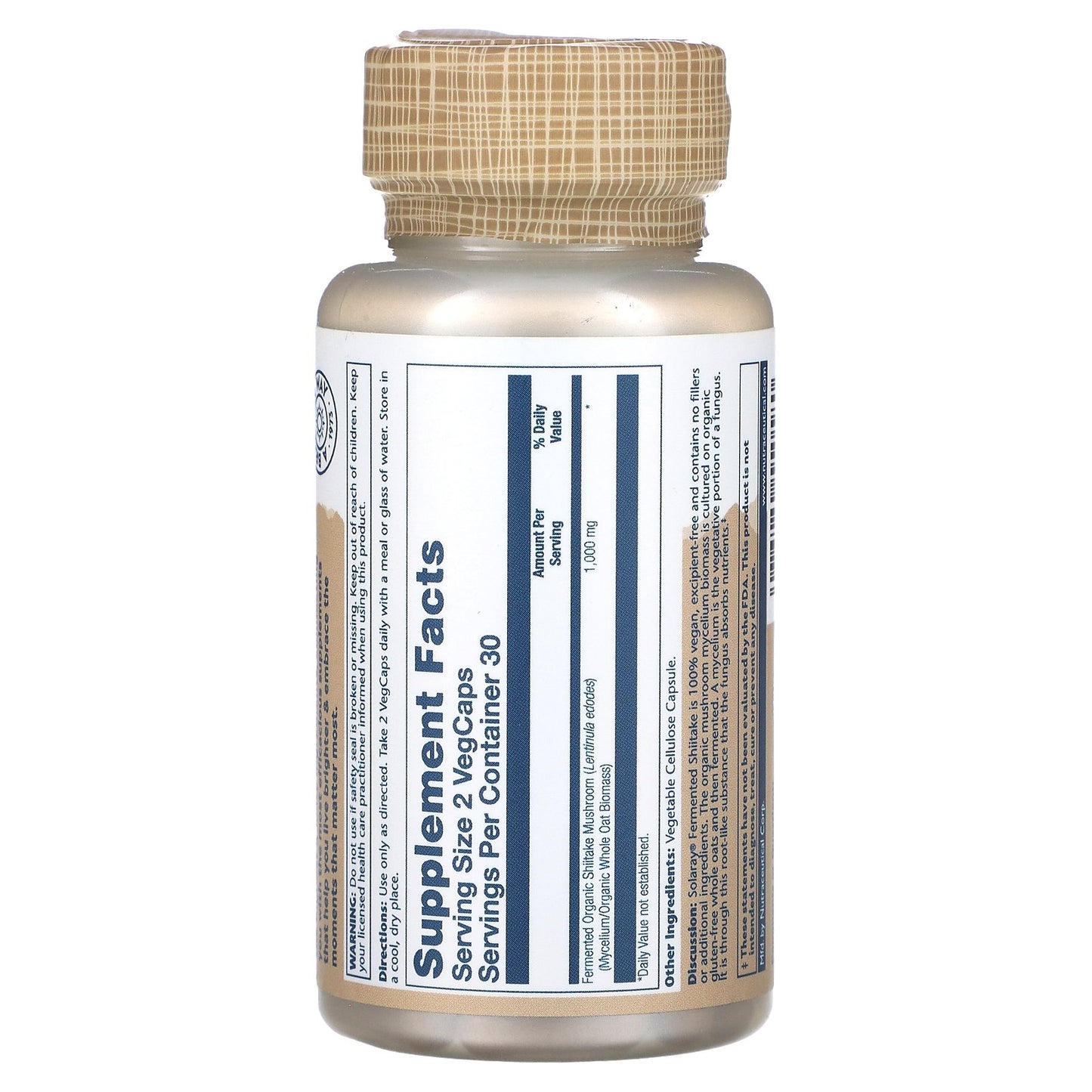 Solaray, Fermented Shiitake Mushrooms, 60 VegCaps (500 mg per Capsule)