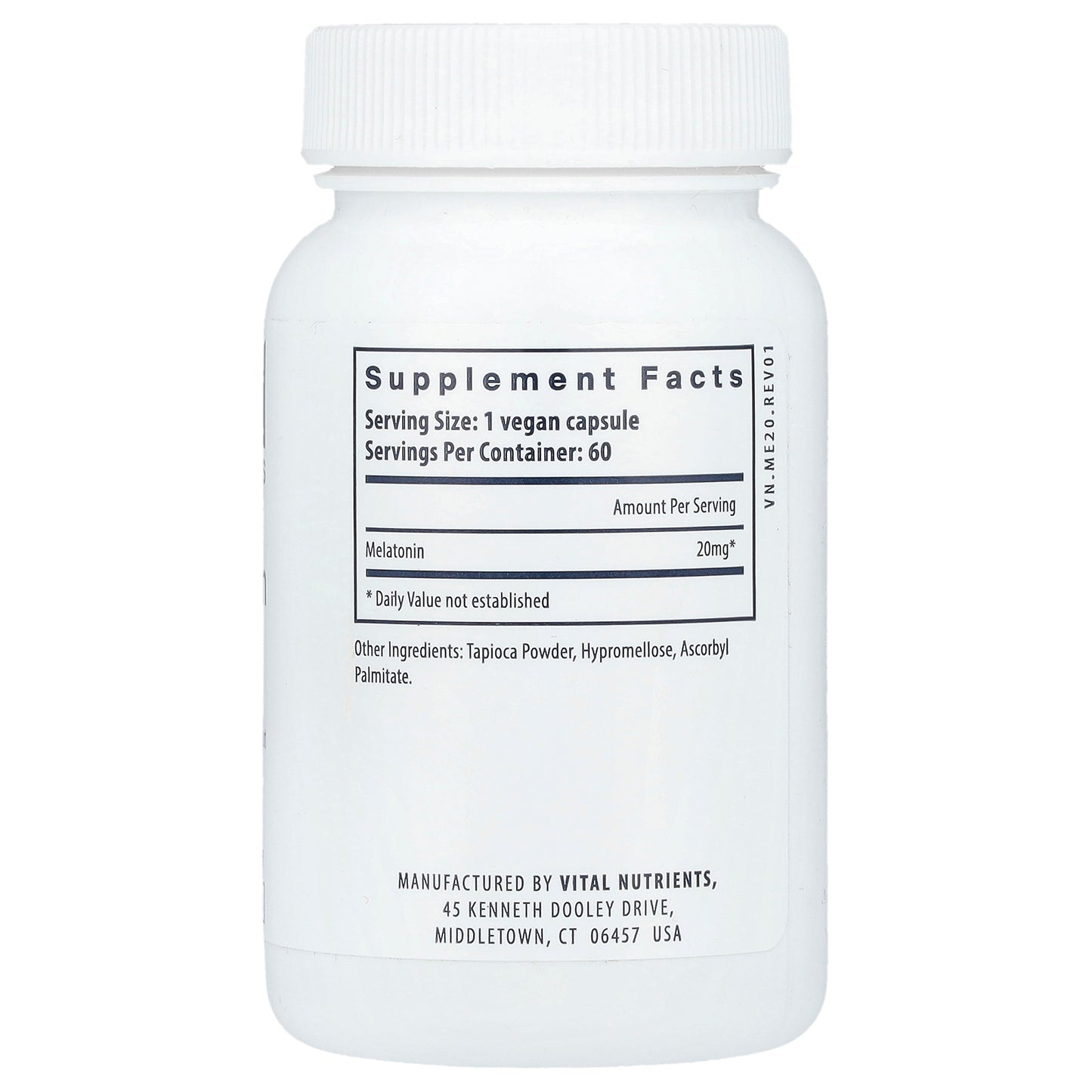 Vital Nutrients, Melatonin, 20 mg, 60 Vegan Capsules