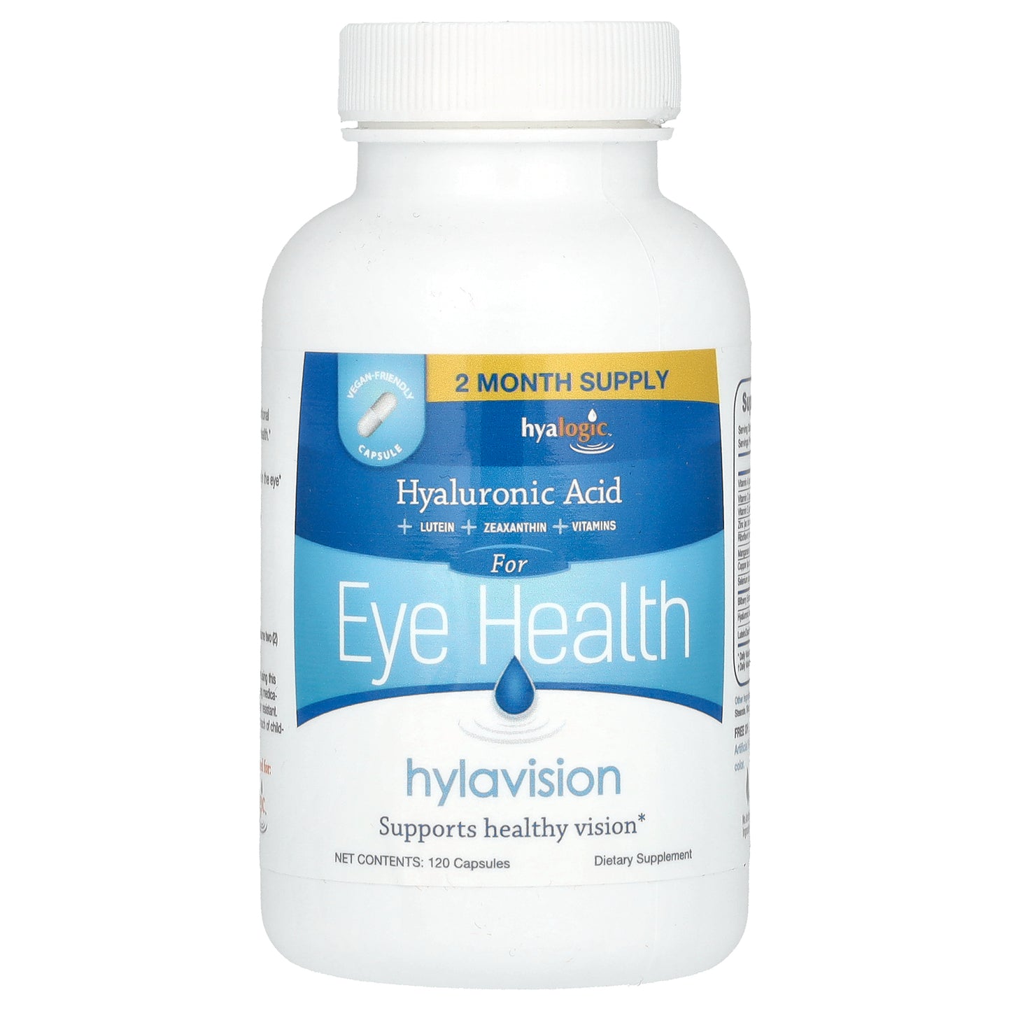 Hyalogic, Hylavision, Hyaluronic Acid + Lutein + Zeaxathin + Vitamins, 120 Capsules