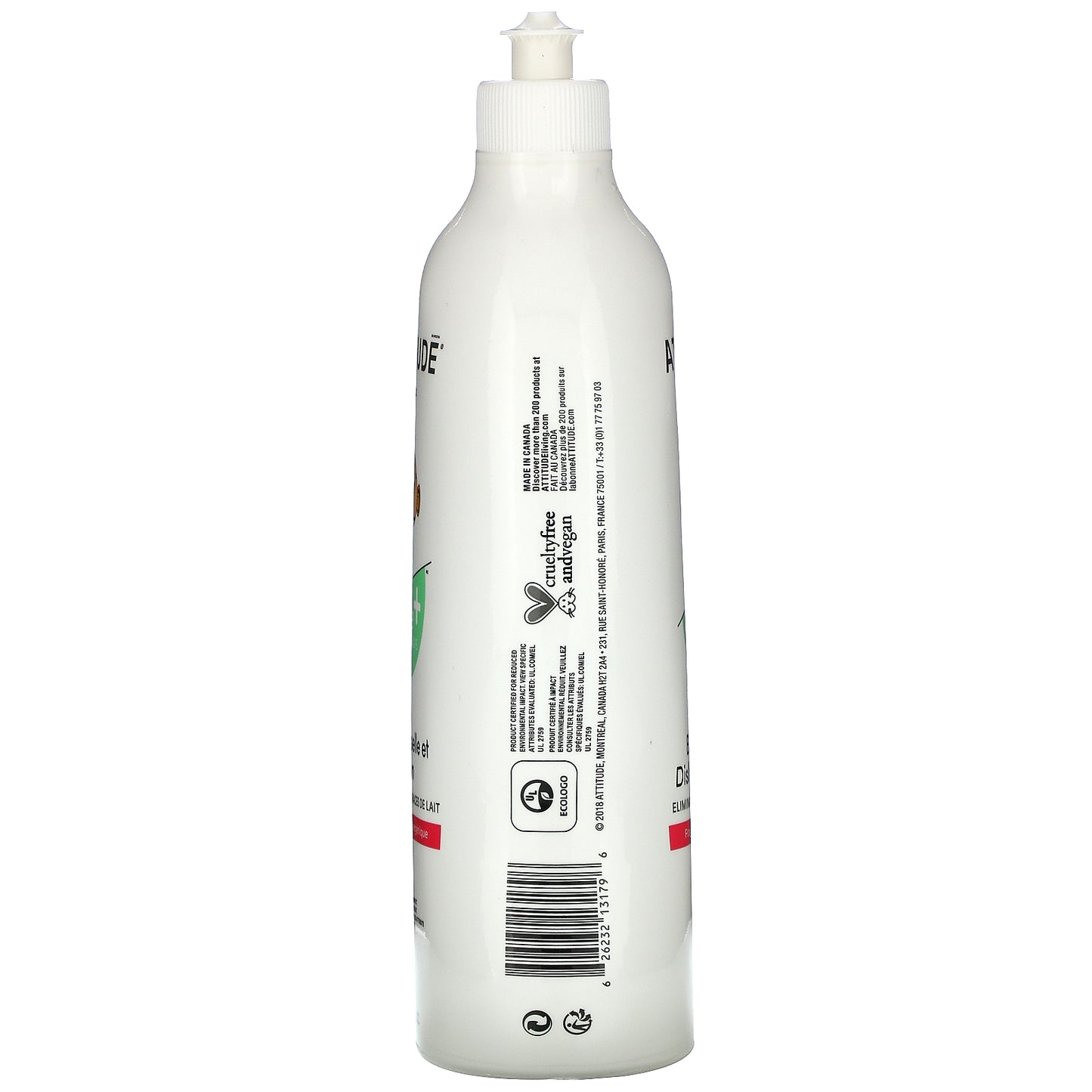 ATTITUDE, Baby Leaves®, Baby Bottle Dishwashing Liquid, Unscented, 23.7 fl oz (700 ml)