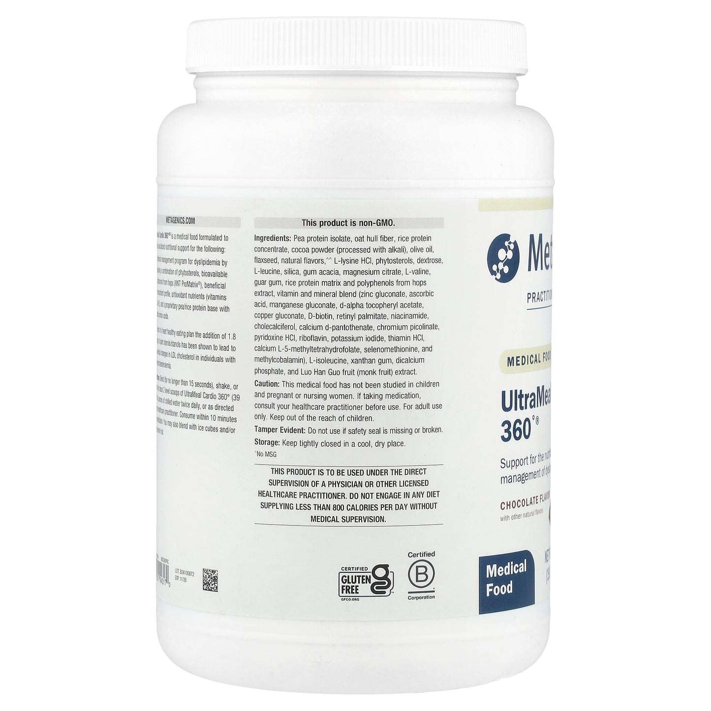 Metagenics, UltraMeal Cardio 360°®, Medical Food, Chocolate, 1 lb 3.01 oz (539 g)