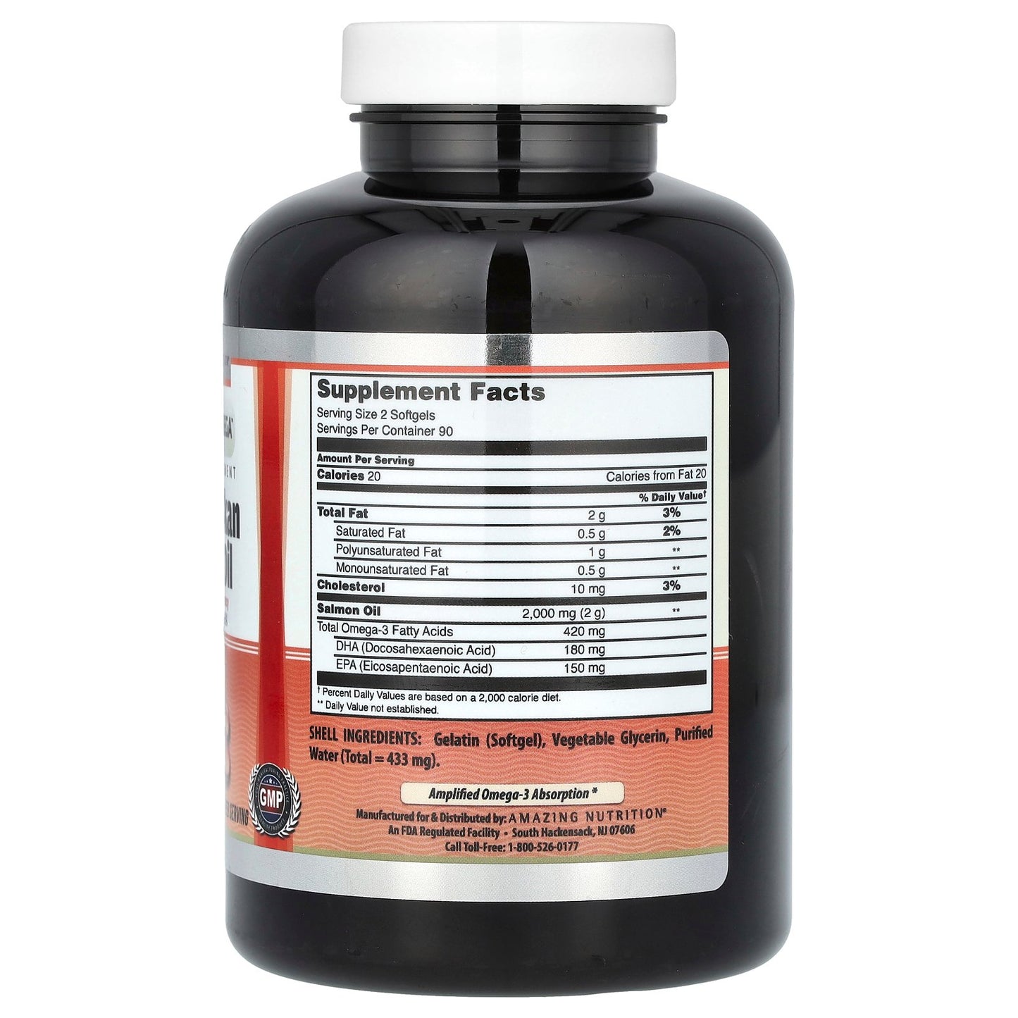 Amazing Nutrition, Wild Alaskan Salmon Oil, 180 Softgels (1,000 Per Softgel)