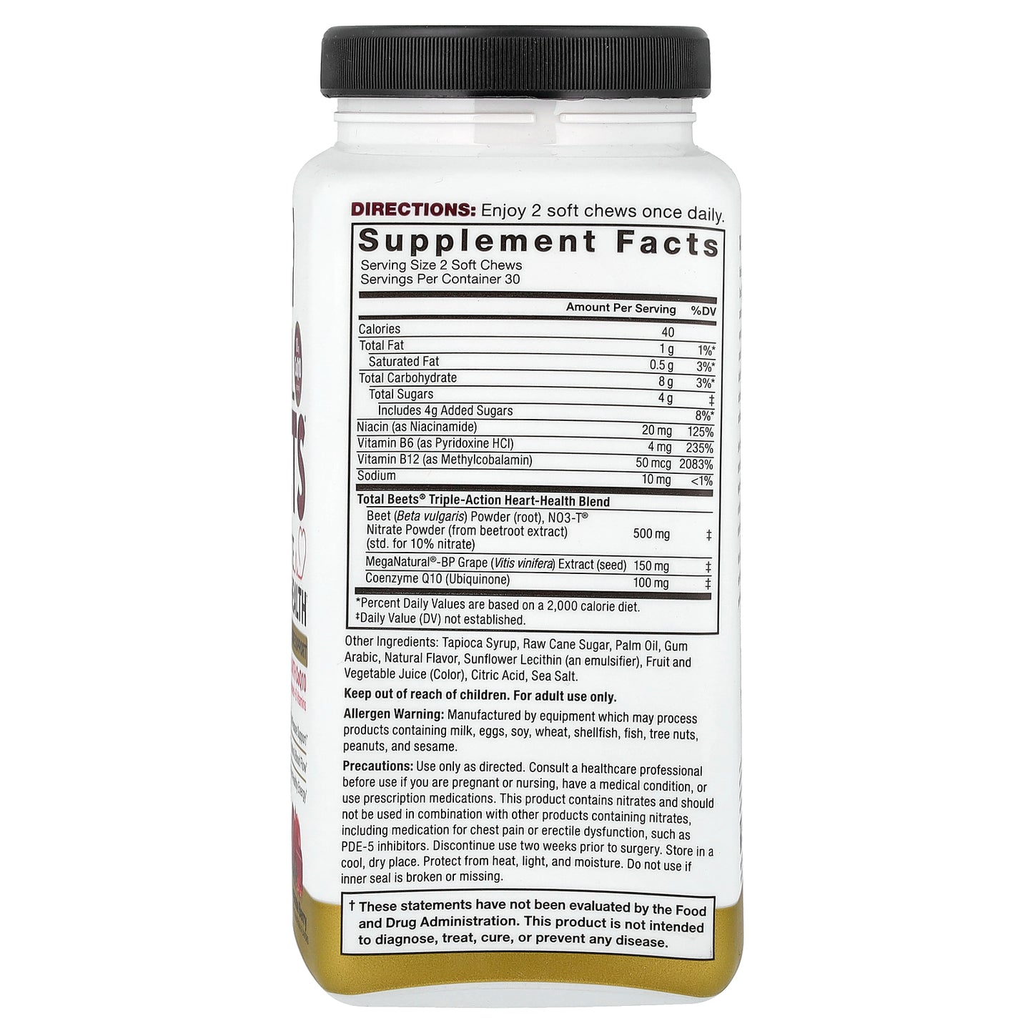 Force Factor, Total Beets® With CoQ10, Ultimate Heart Health, Pomegranate Berry, 60 Superfood Soft Chews