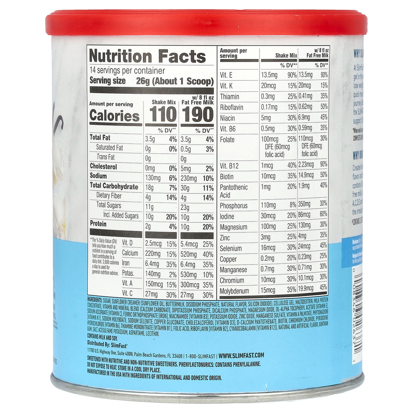 SlimFast, Original, Meal Replacement Shake Mix, French Vanilla, 12.83 oz (364 g)