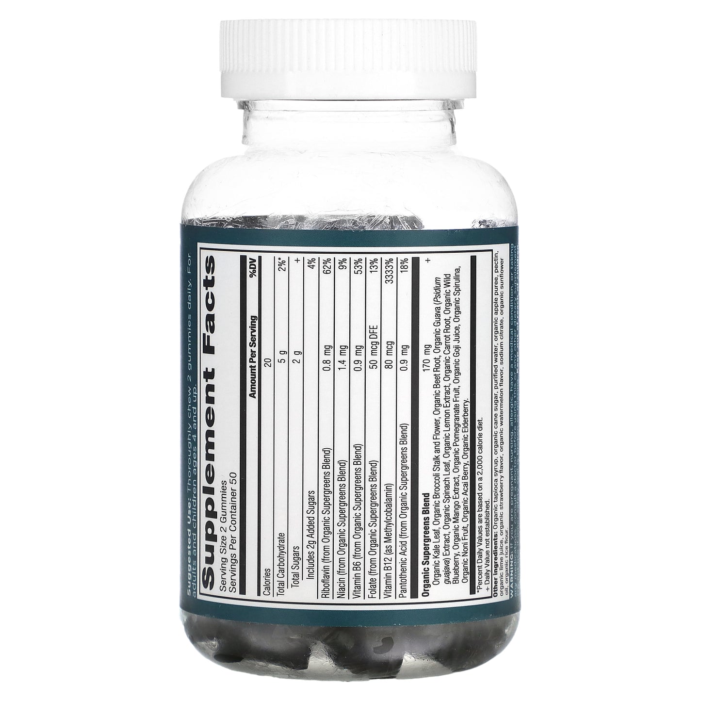 Ancient Nutrition, Organic Super Greens Gummies, Strawberry Watermelon, 100 Gummies