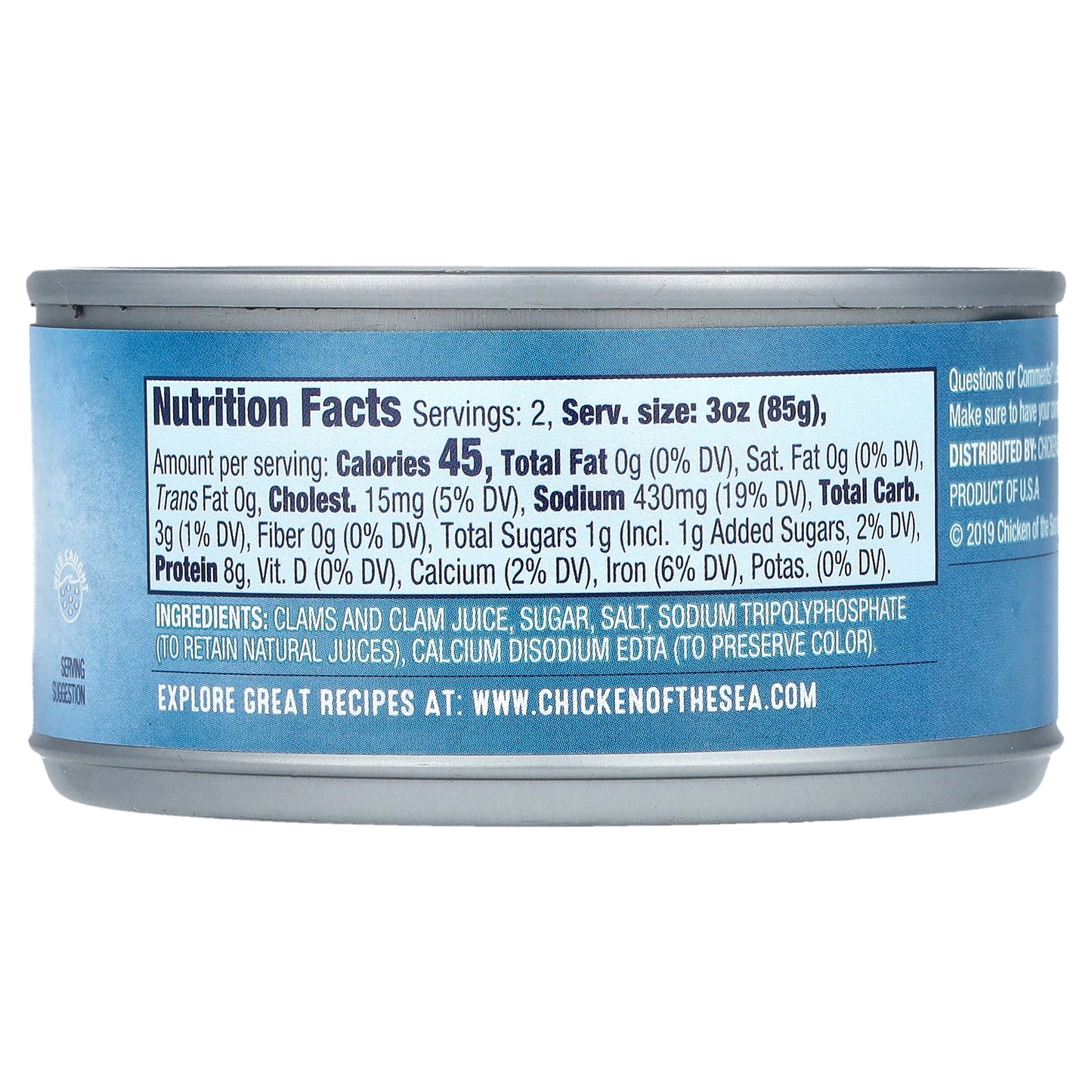 Chicken of the Sea, Chopped Clams, 6.5 oz (184 g)