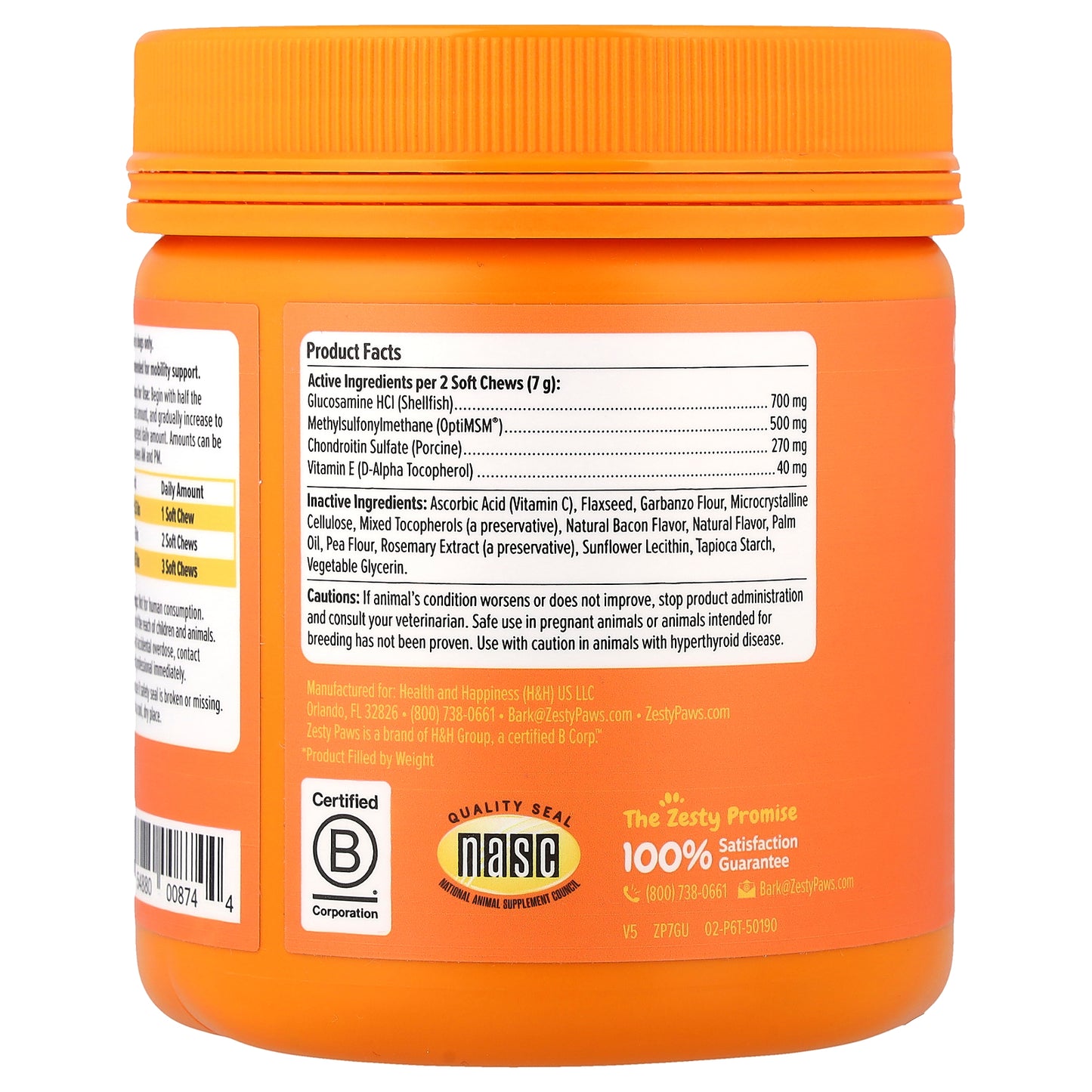 Zesty Paws, Hip & Joint Bites, For Dogs, All Ages, Bacon, 90 Soft Chews, 11.1 oz (315 g)