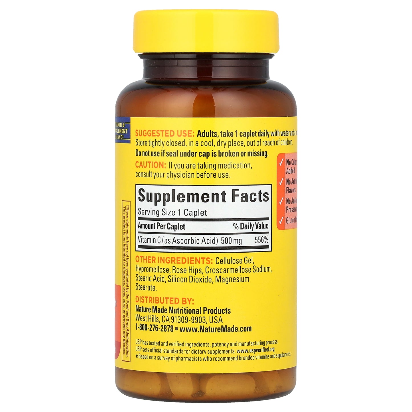 Nature Made, Vitamin C with Rose Hips, 500 mg, 130 Caplets