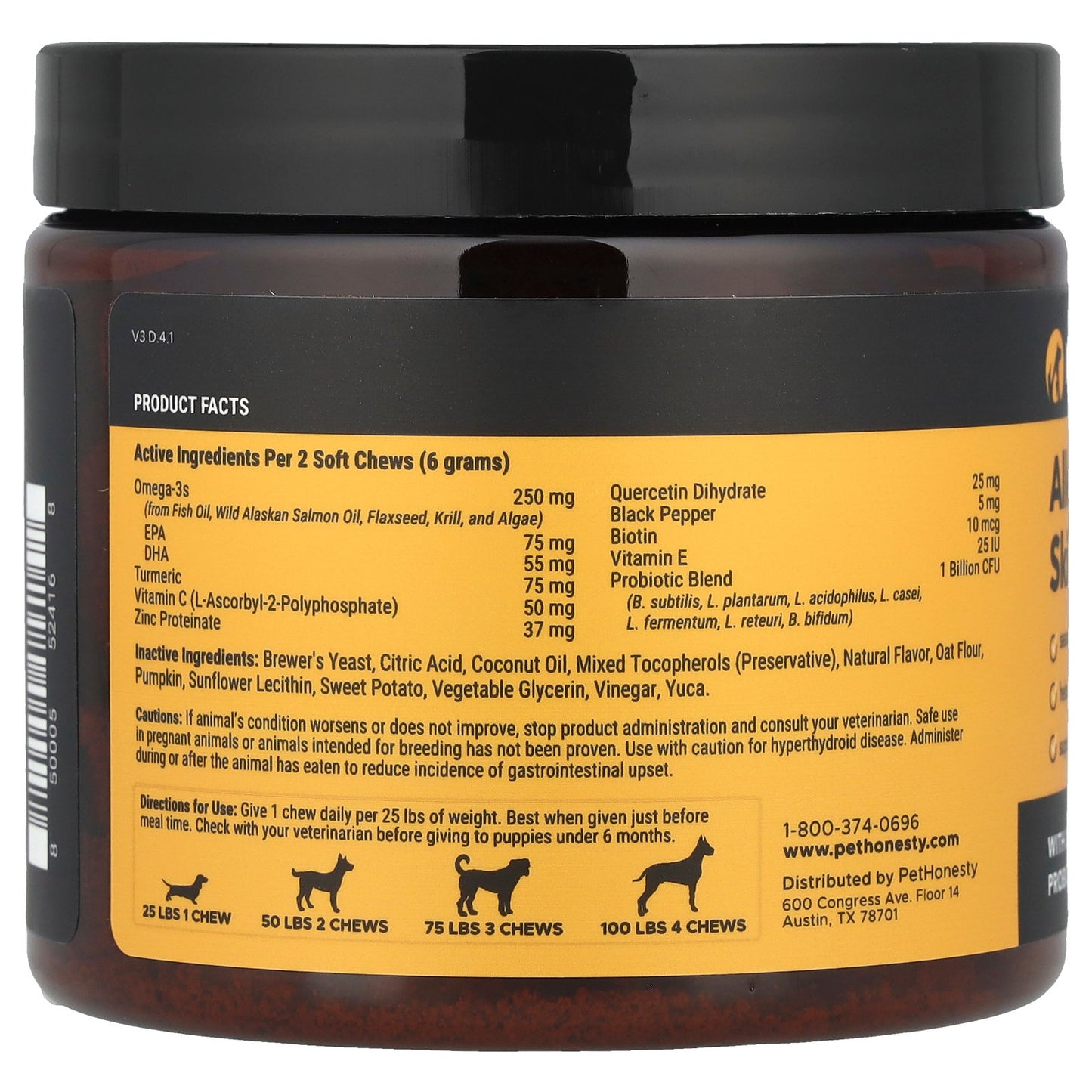 Pet Honesty, Allergy Skin Health, For Dogs, Salmon, 90 Tasty Chews, 9.5 oz (270 g)