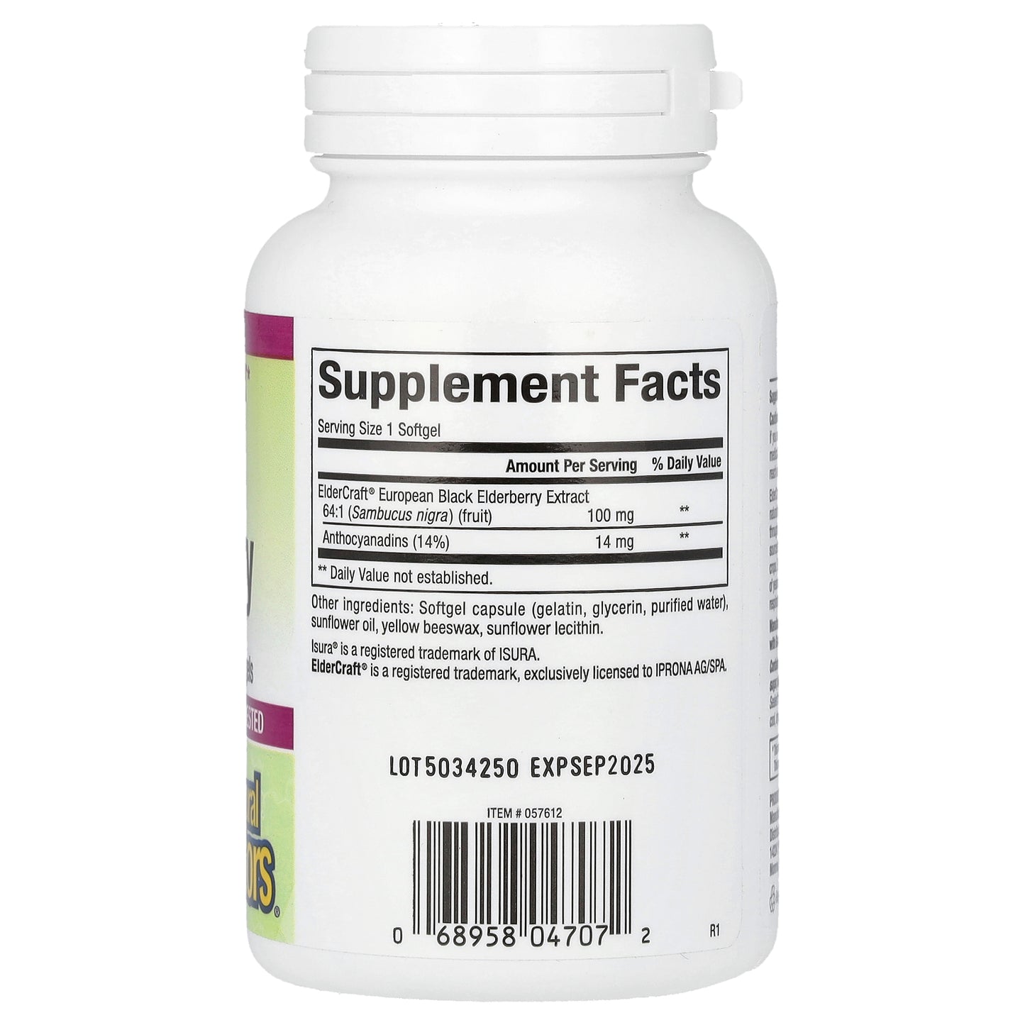 Natural Factors, Sambucus Black Elderberry, 100 mg, 120 Fast-Acting Softgels