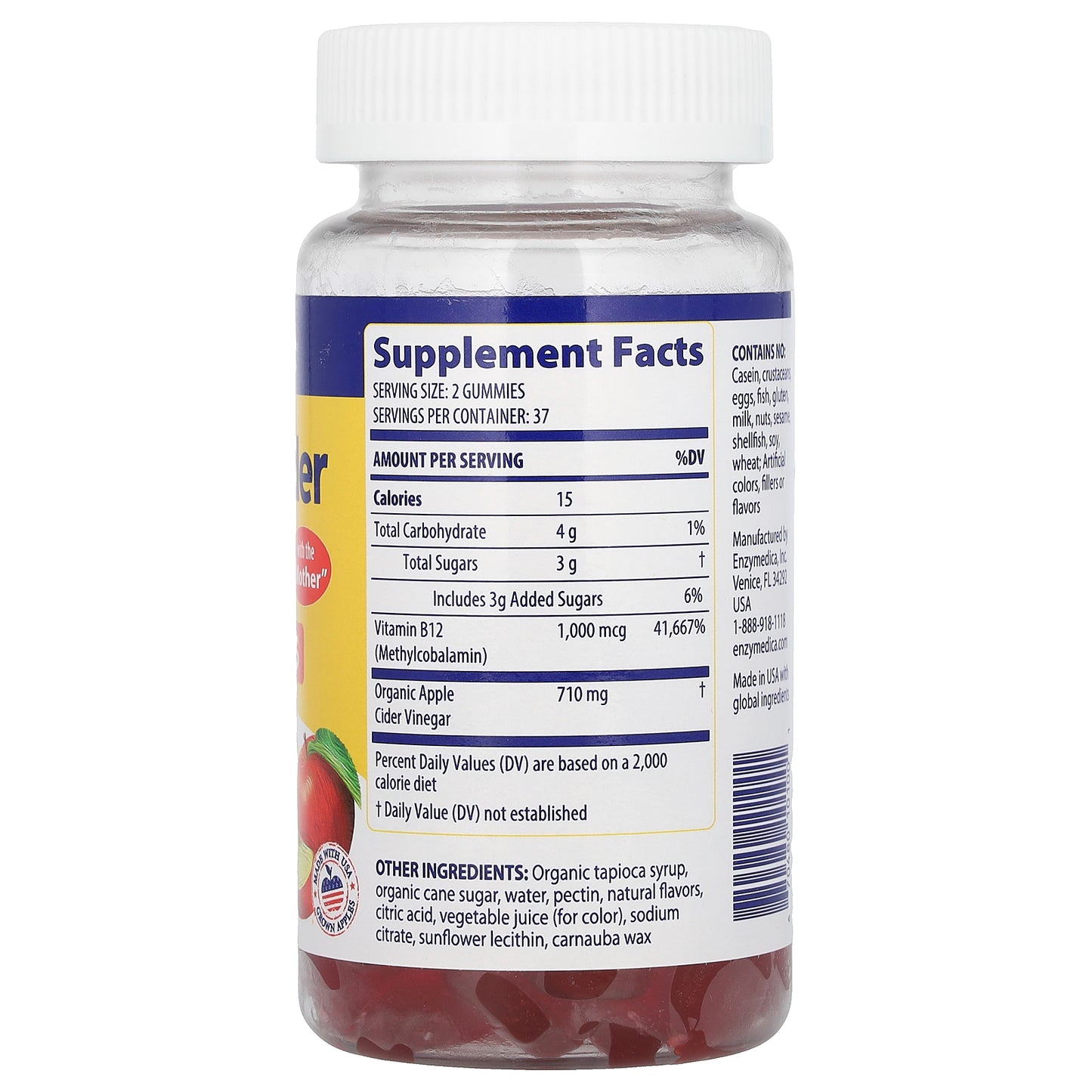 Enzymedica, Apple Cider Vinegar Gummies with the Mother, 74 Gummies