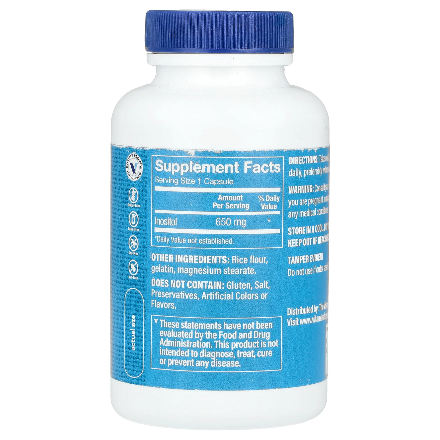 The Vitamin Shoppe, Inositol, 650 mg, 100 Capsules
