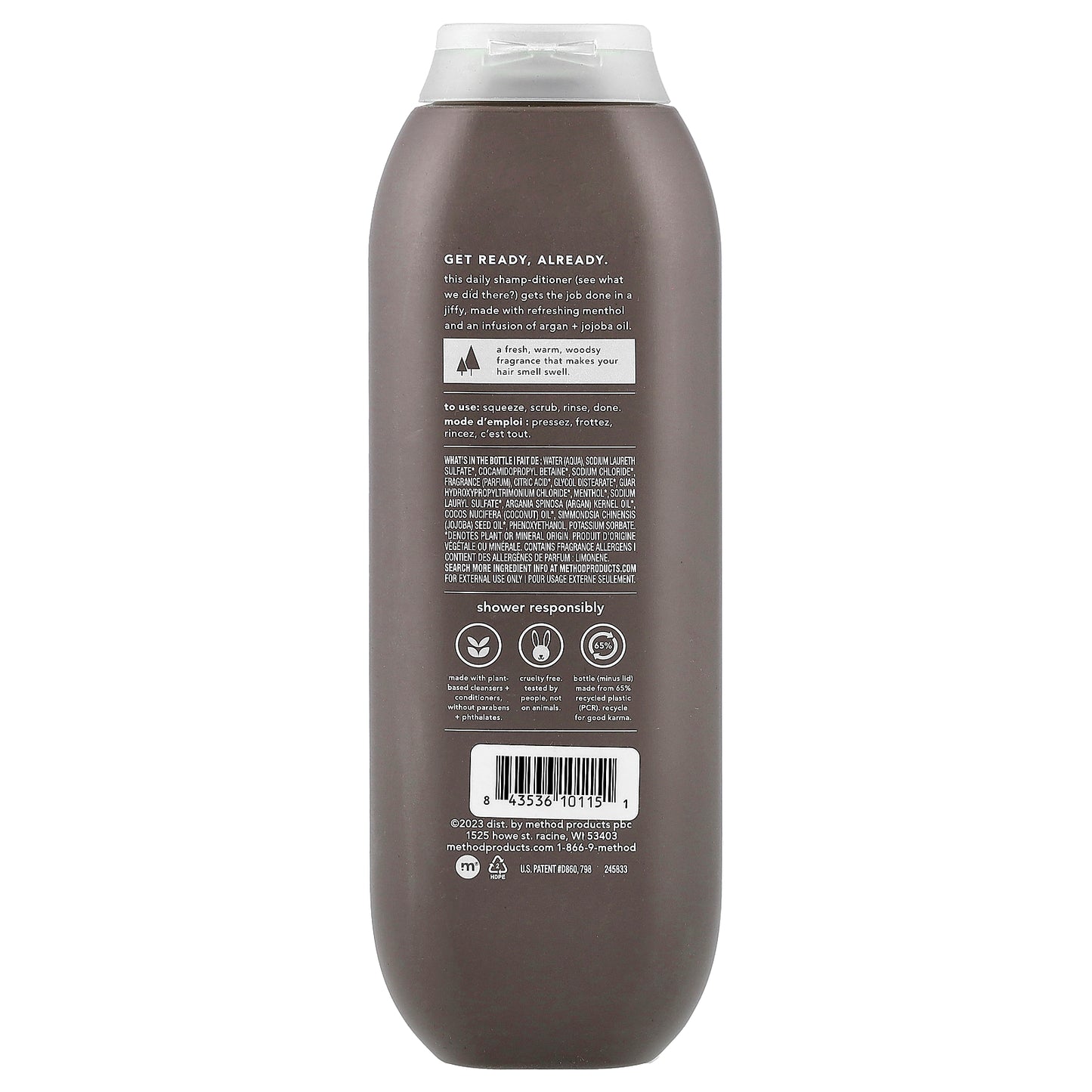 Method, Men, 2-In-1 Shampoo + Conditioner, Cedar + Cypress, 14 fl oz (414 ml)