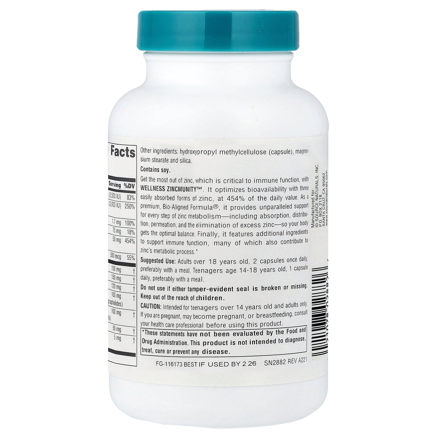 Source Naturals, Wellness ZincMunity™, 120 Vegetarian Capsules