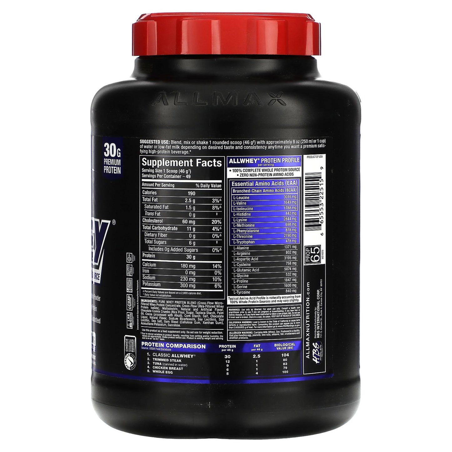 ALLMAX, CLASSIC ALLWHEY®, 100% Whey Protein Source, Cookies & Cream, 5 lbs. (2.27 kg)