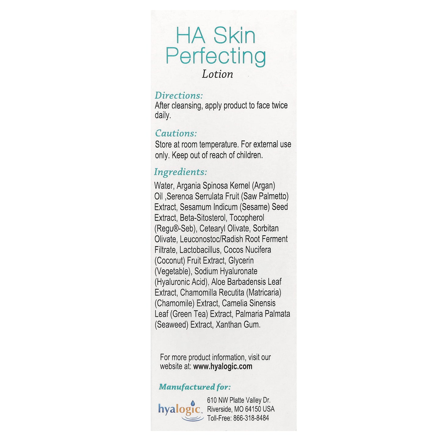 Hyalogic, HA Skin Perfecting Lotion With Hyaluronic Acid, Fragrance Free, 1 oz (28.4 g)